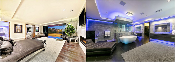 Dan Bilzerian manoir Bel Air salle de bain et chambre