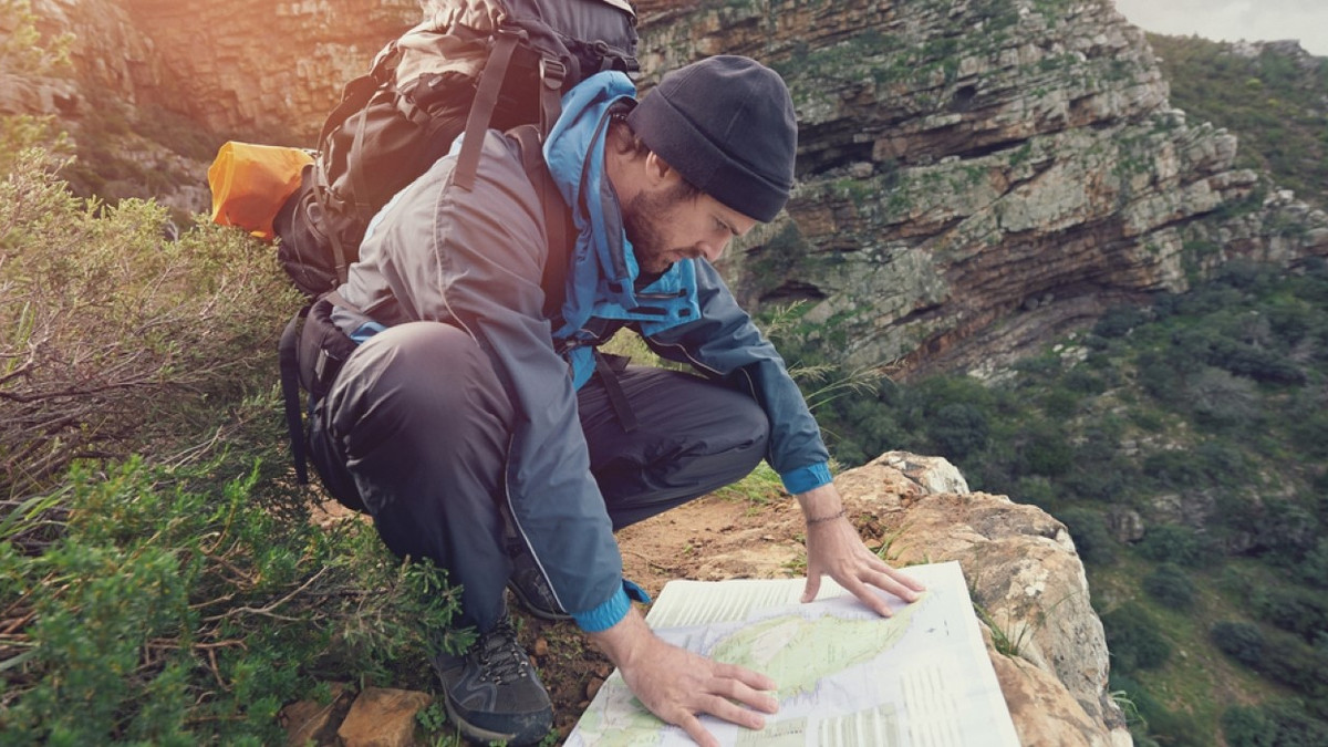 Lost hiker with backpack