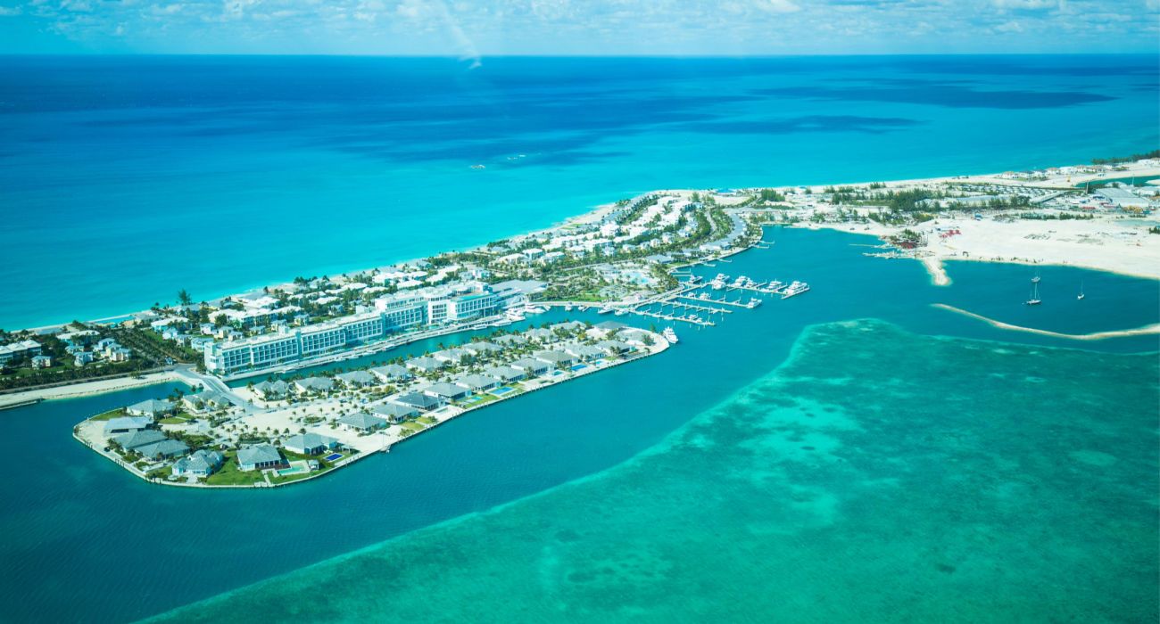 Aerial view Bimini island, Bahamas