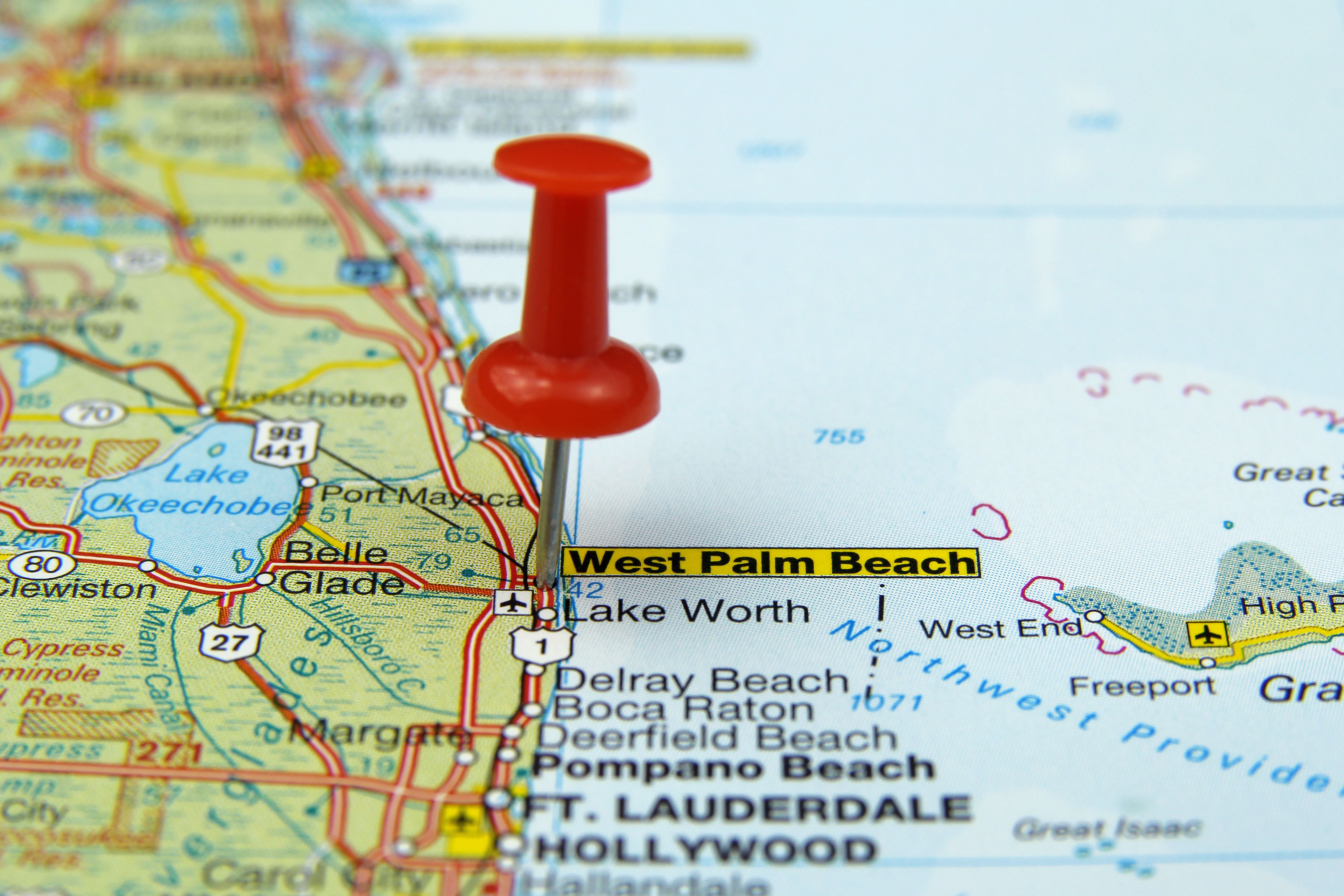 Map of Florida with West Palm Beach