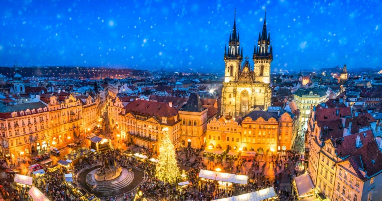 Traditional Christmas market at the old town square in Prague