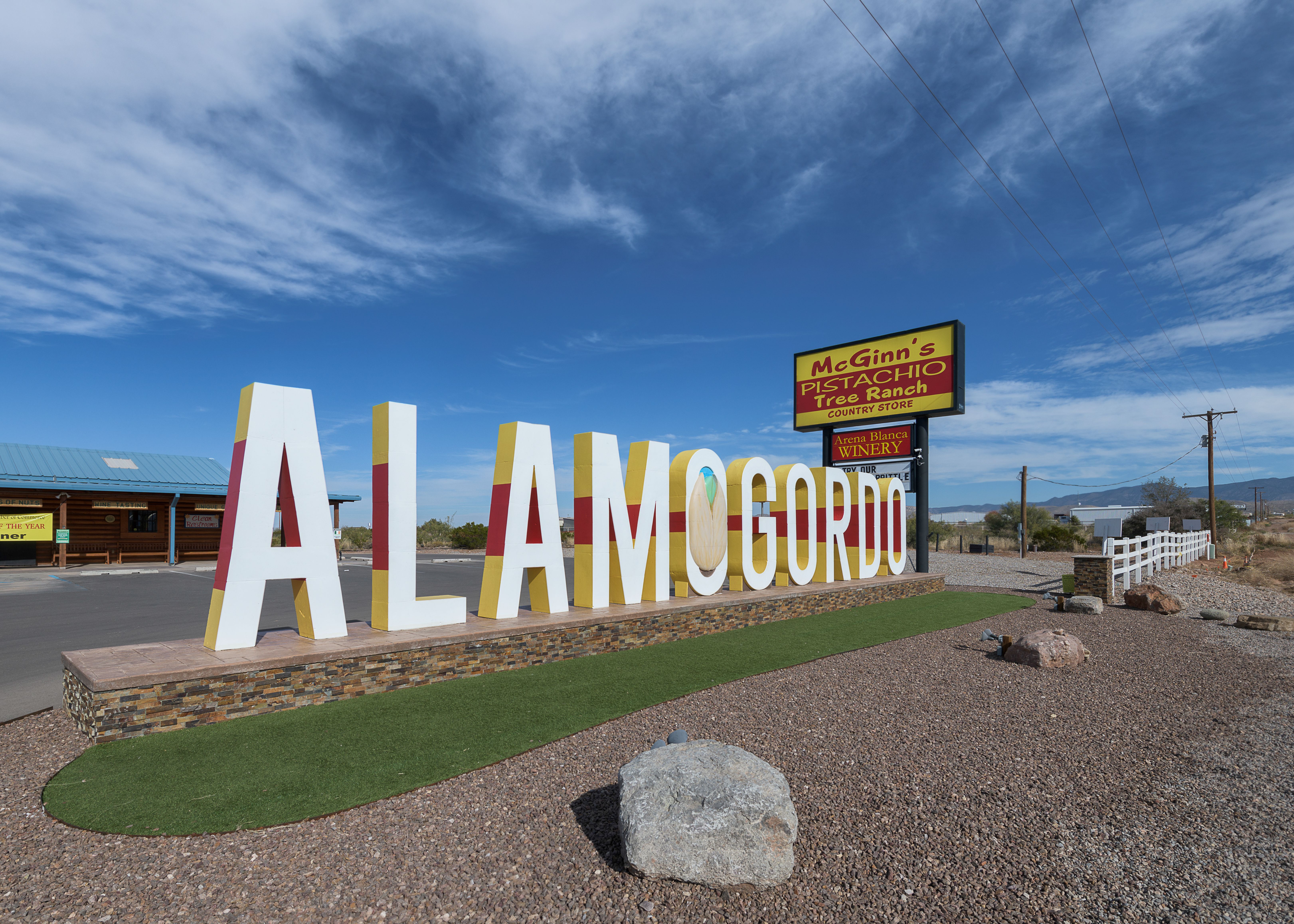 Alamogordo sign at the city limits on Highway 82 in Alamogordo,
