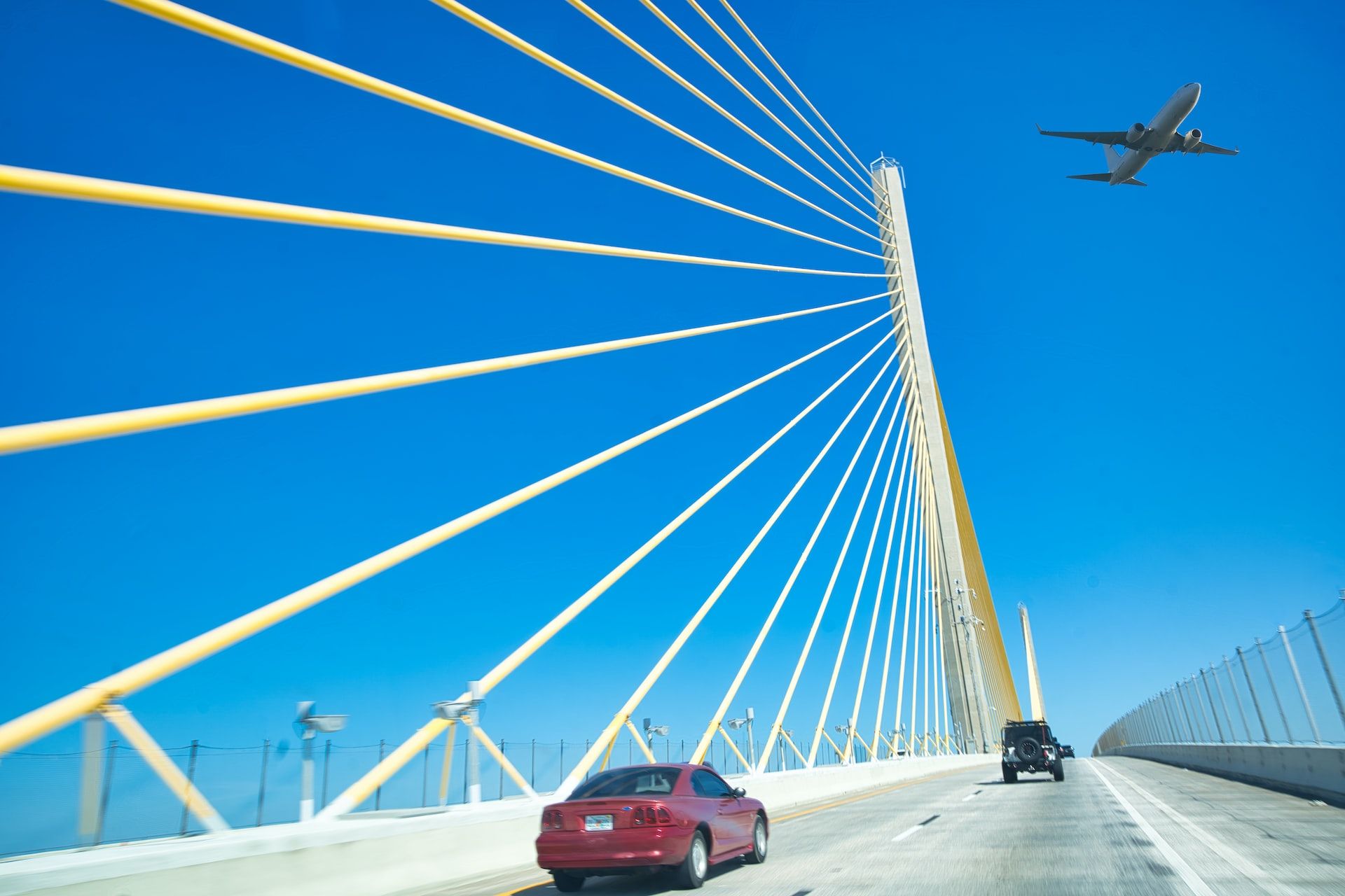 Driving on the Sunshine Skyway Bridge, St Petersburg, FL