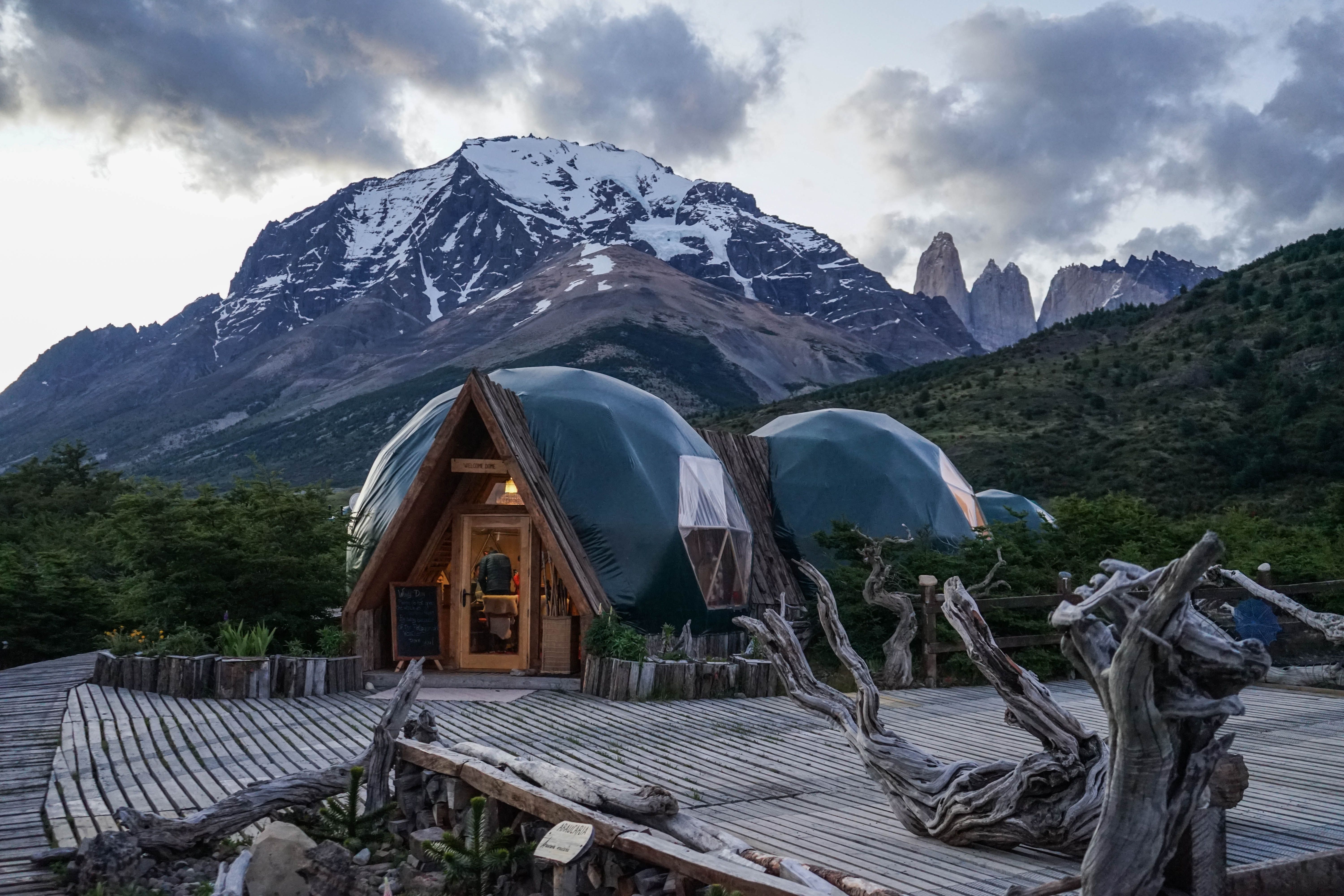 Geodesic dome accommodations at EcoCamp Patagonia