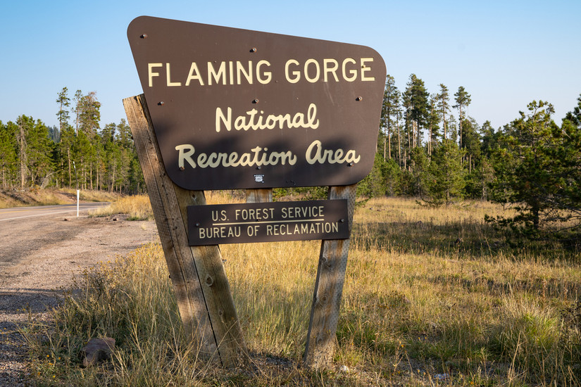 Sign for the Flaming Gorge National Recreation Area.