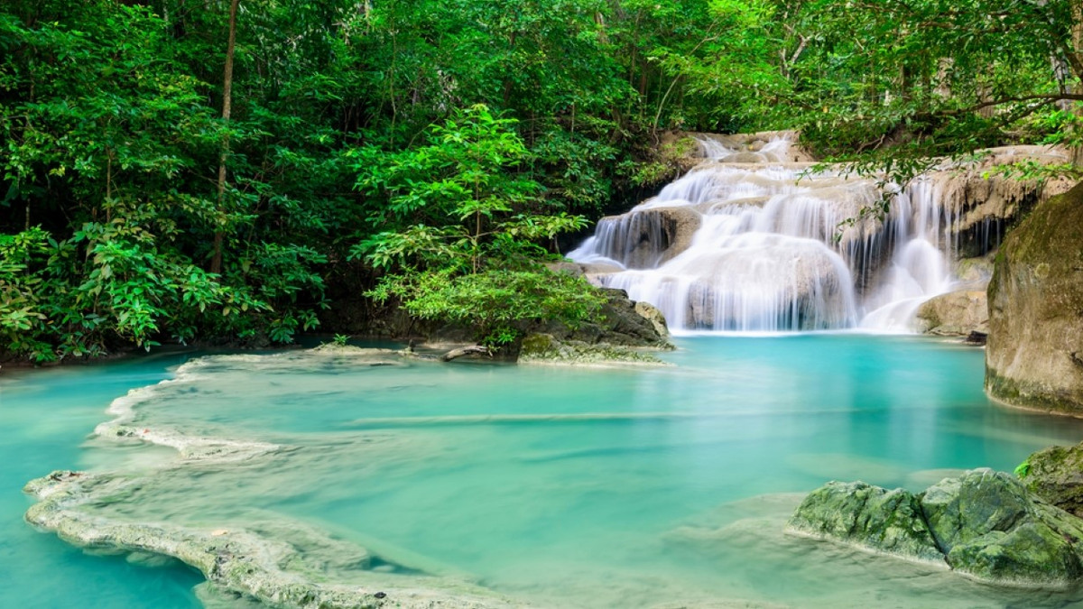 Waterfall in Erawan National Park, Thailand