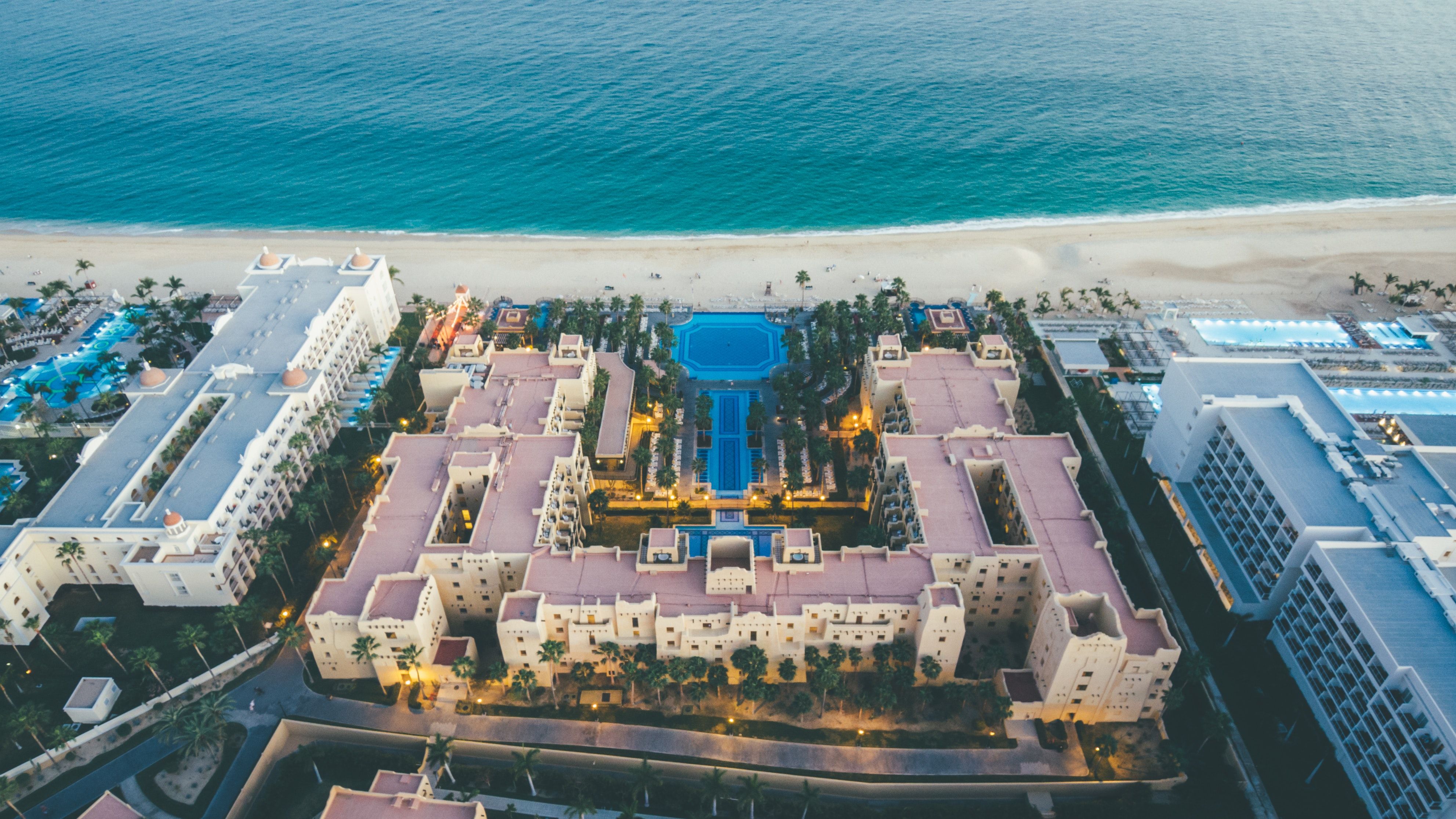 Aerial view of San Lucas, Mexico shoreline 