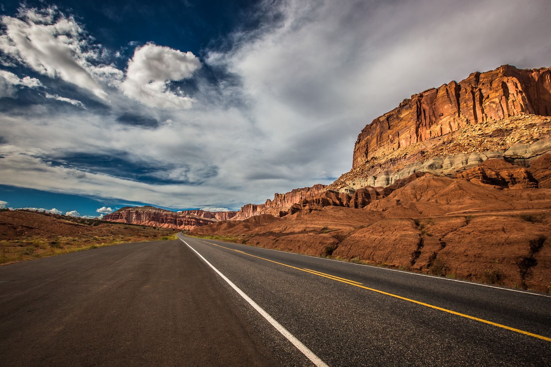 Driving through Red Rock Canyon, the Mojave Desert, Nevada, USA