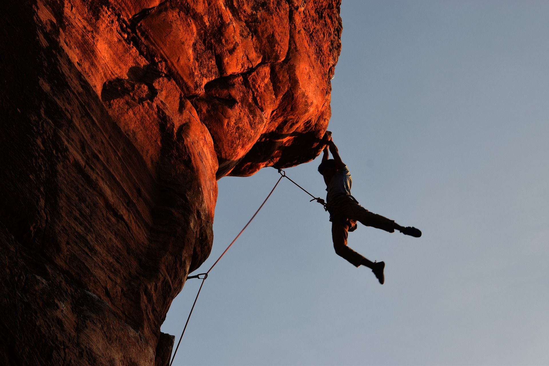 A person rock climbing in Red Rock Canyon, Nevada, USA
