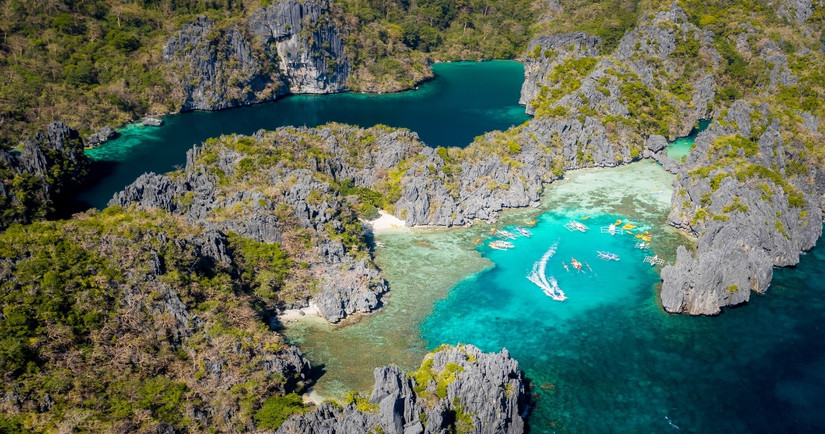 An aerial view of Palawan in the Philippines, one of the most beautiful islands in the world