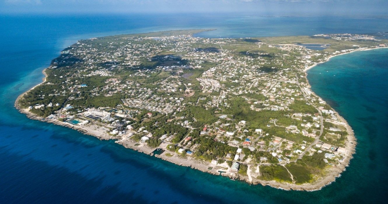 Aerial view of Grand Cayman island in the Caribbean