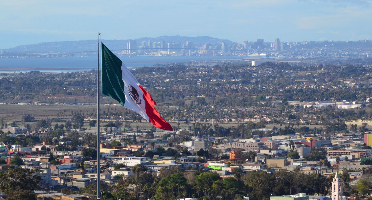 Tijuana, Baja California with Mexican Flag