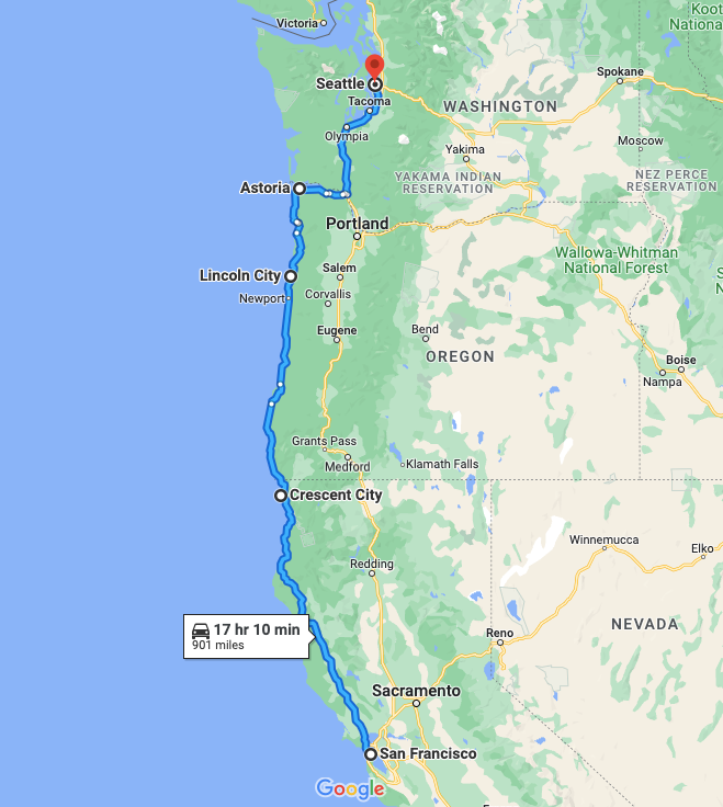 Seattle California Map San Francisco To Seattle: The Ultimate Road Trip Itinerary
