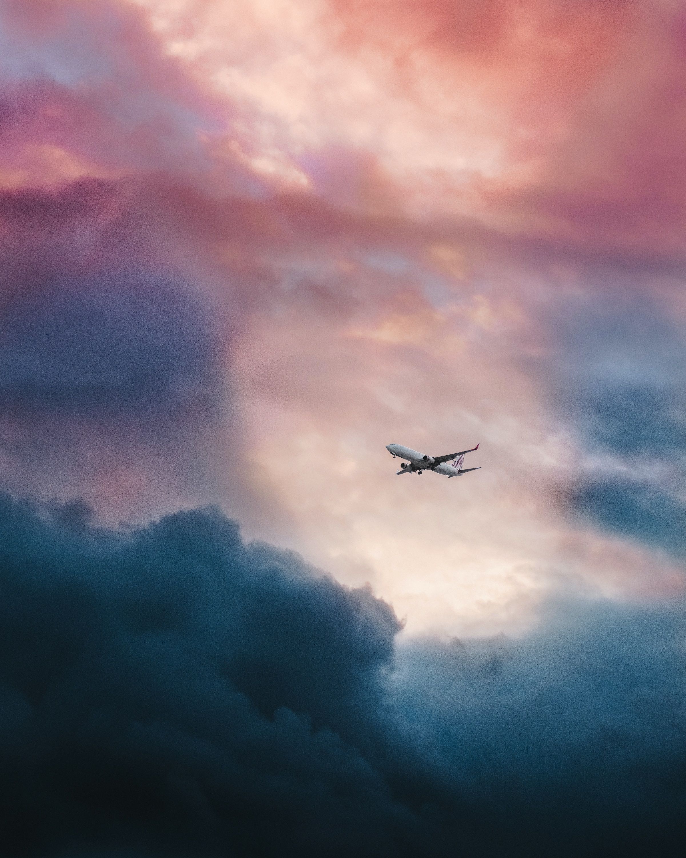 Airplane against a twilight sky