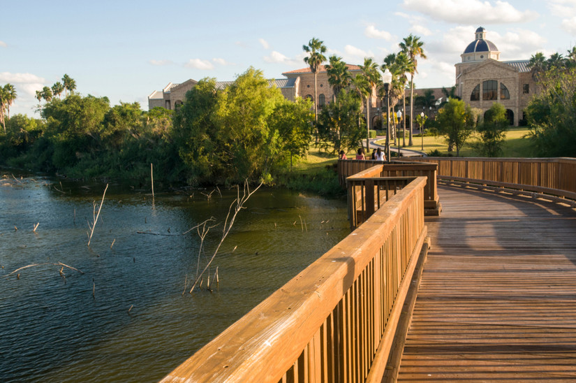 A boardwalk along the river in Brownsville, Texas, USA