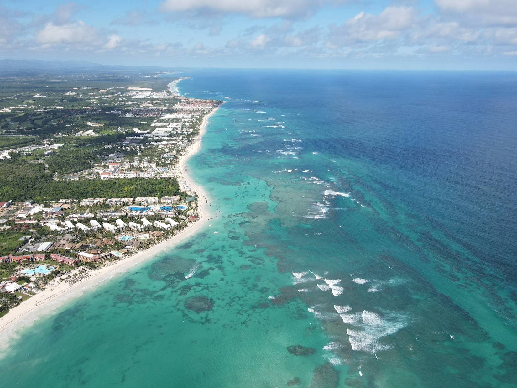 Aerial view of Punta Cana, Dominican Republic with beach and ocean views