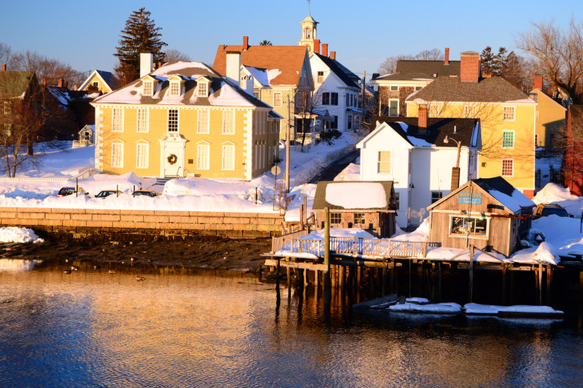 Snow-Covered Historic Strawberry Banke, Portsmouth, New Hampshire