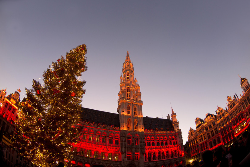 Christmas tree in Grand Place, Brussels, Belgium