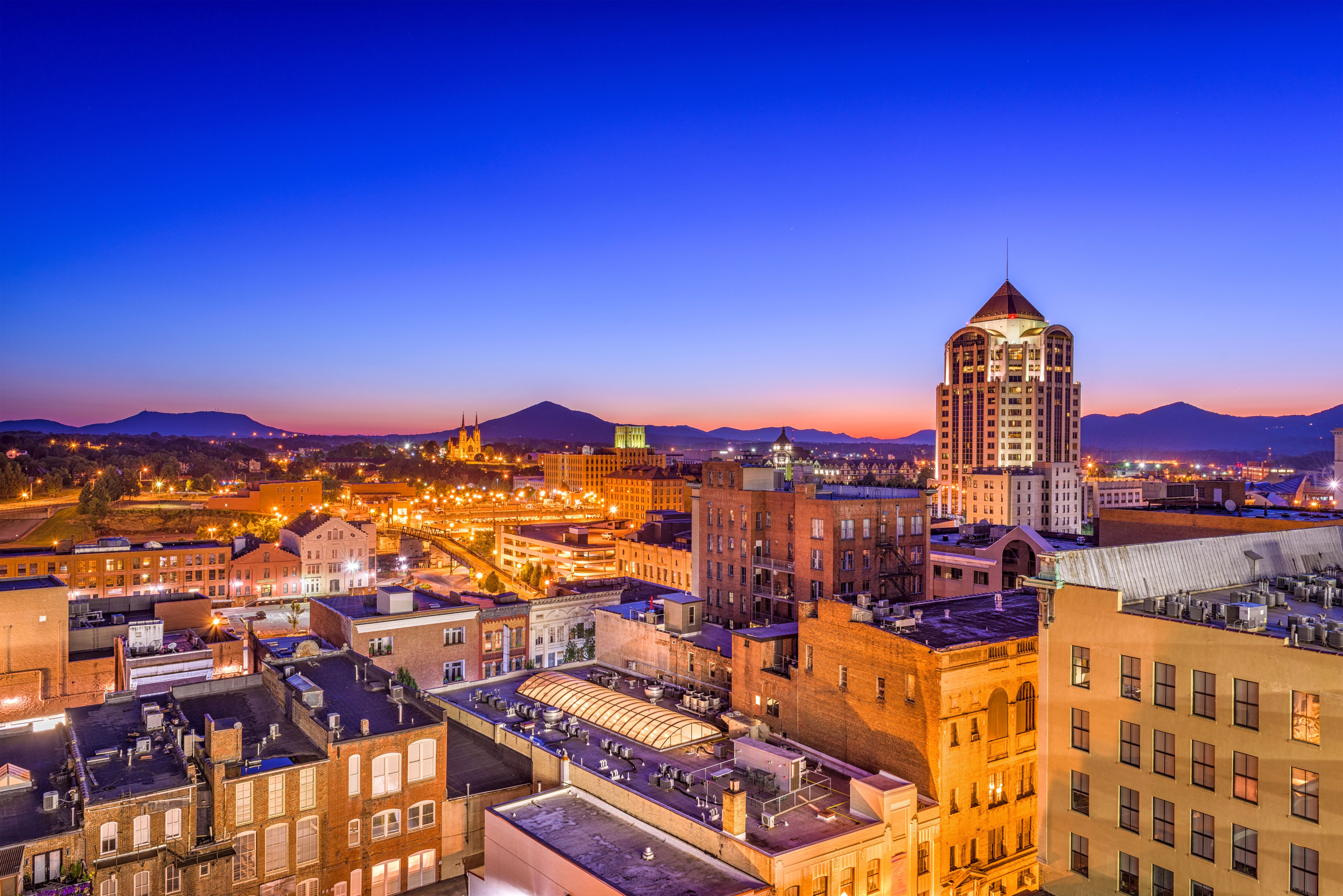 Roanoke, Virginia, USA Night Skyline