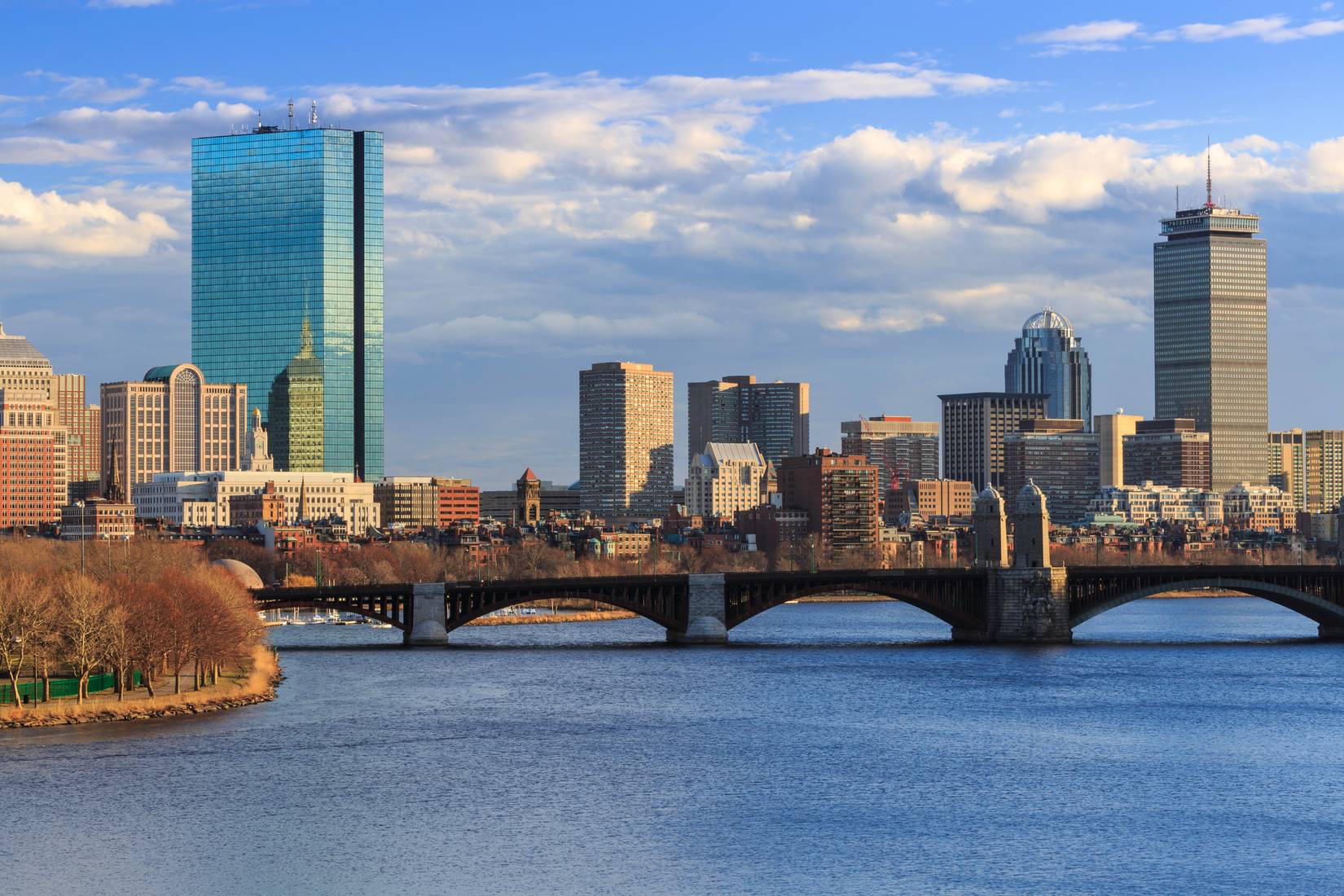 A view of the Boston, Massachusetts skyline from the Charles River