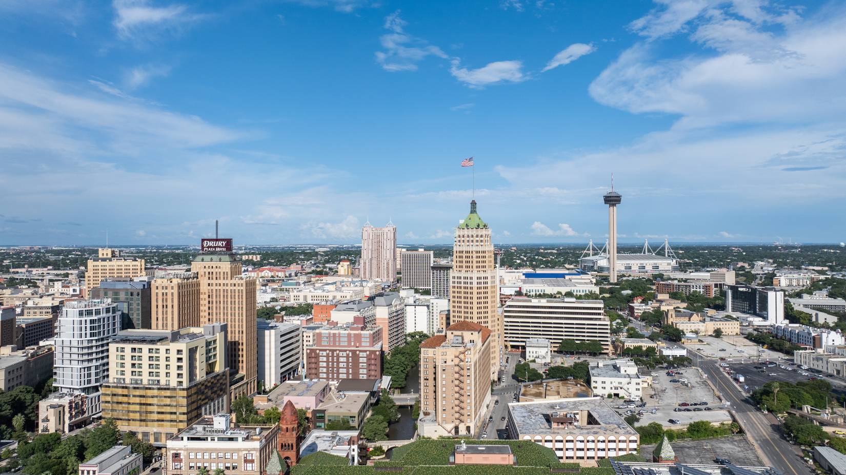 Aerial view of downtown San Antonio, Texas