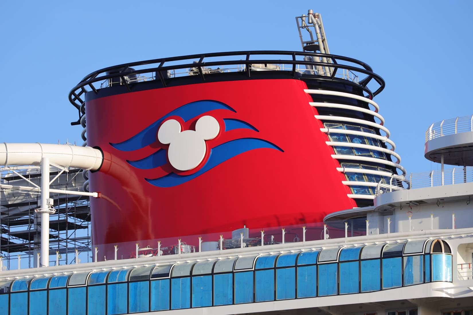 A closeup view of the Disney Wish cruise ship