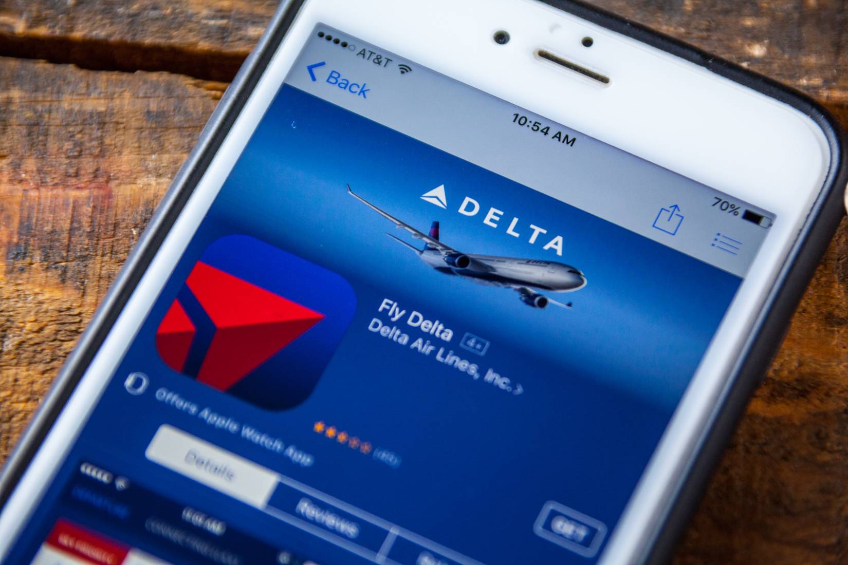  View of Delta Airlines App on an iPhone. 