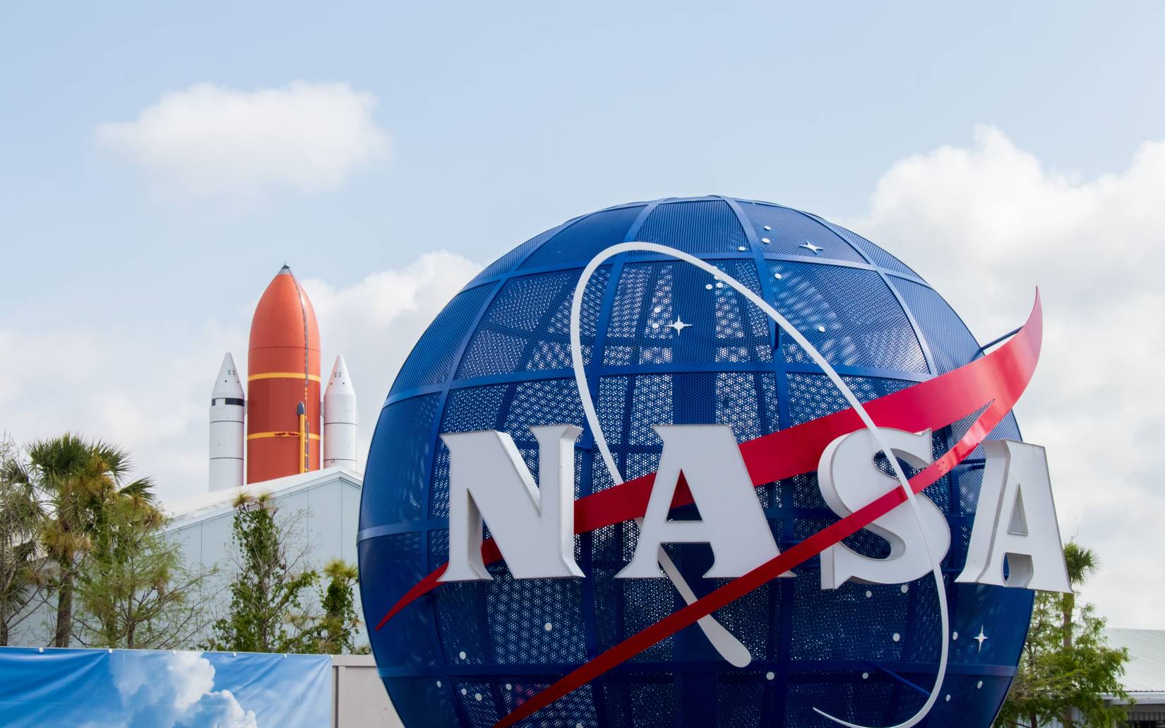 View of the NASA meatball logo at the Kennedy Space Center in Florida, Merritt Island, FL, USA