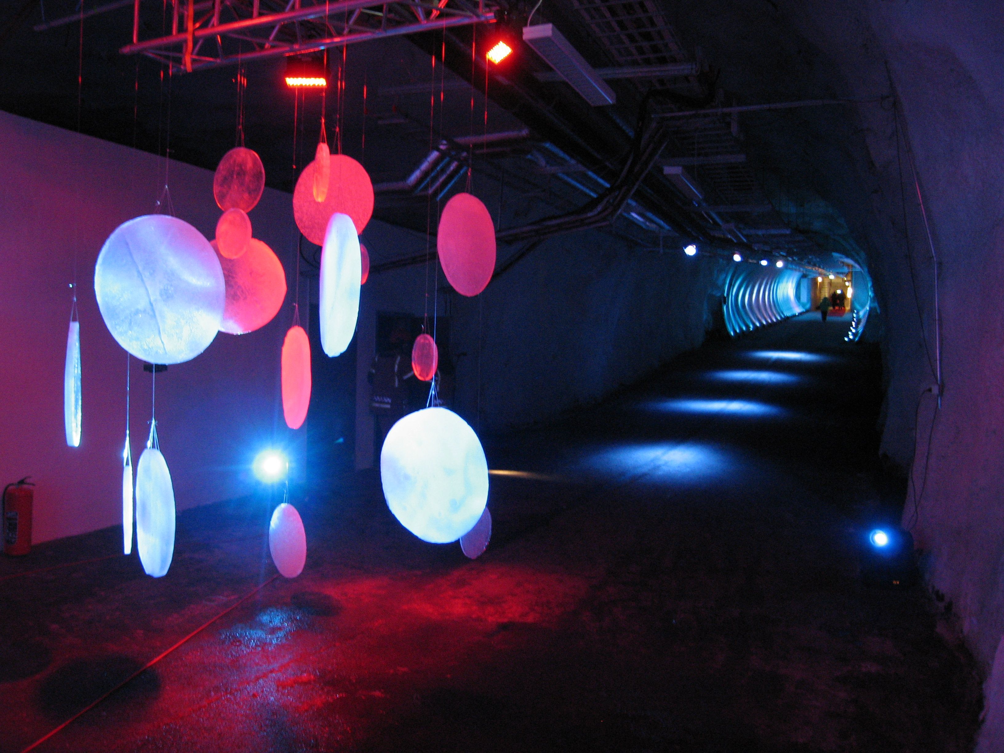 A view inside Svalbard Global Seed Vault, ice artwork from the opening. Svalbard, Norway