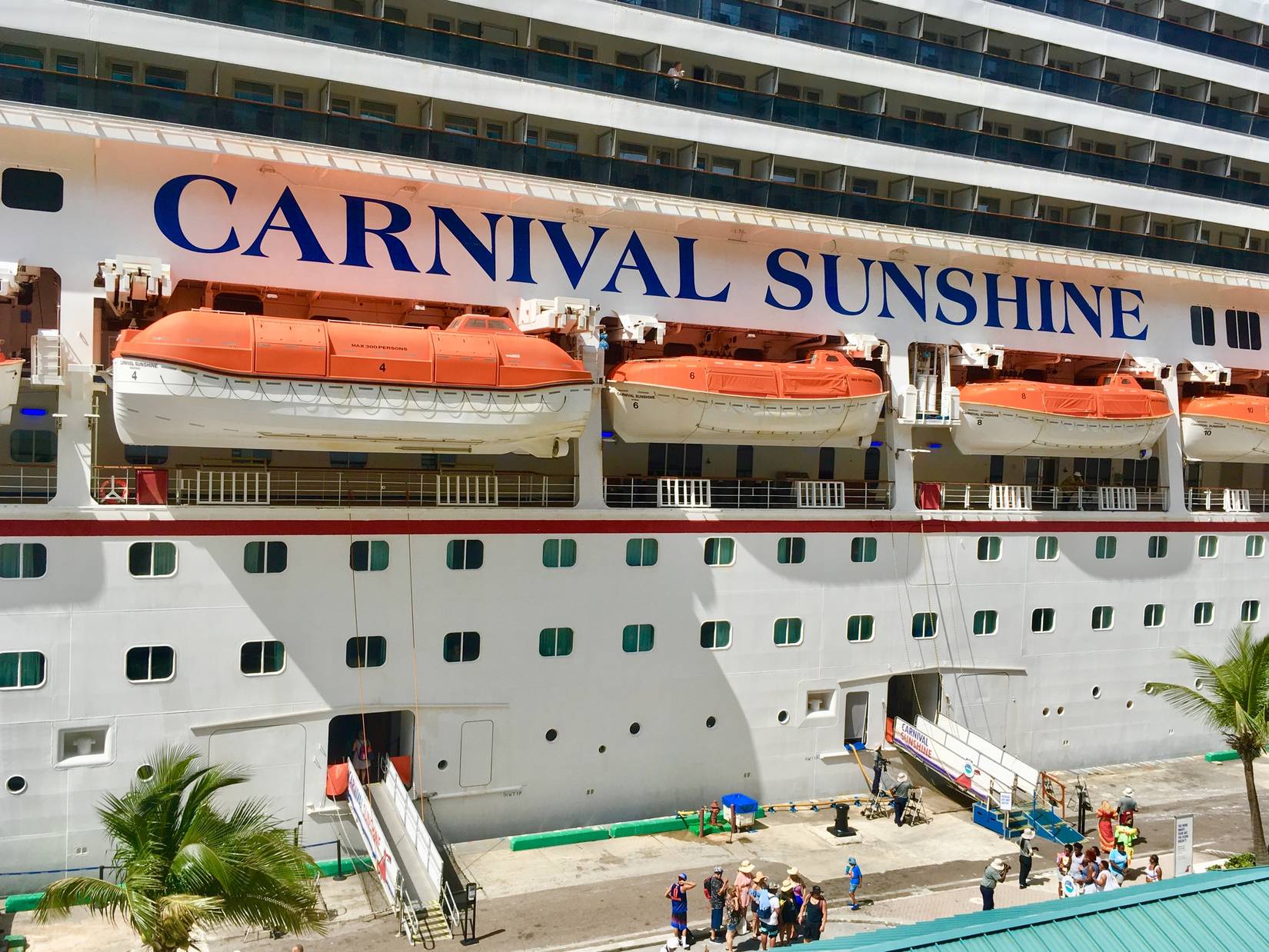 Close-up of the Carnival Sunshine docked in Nassau