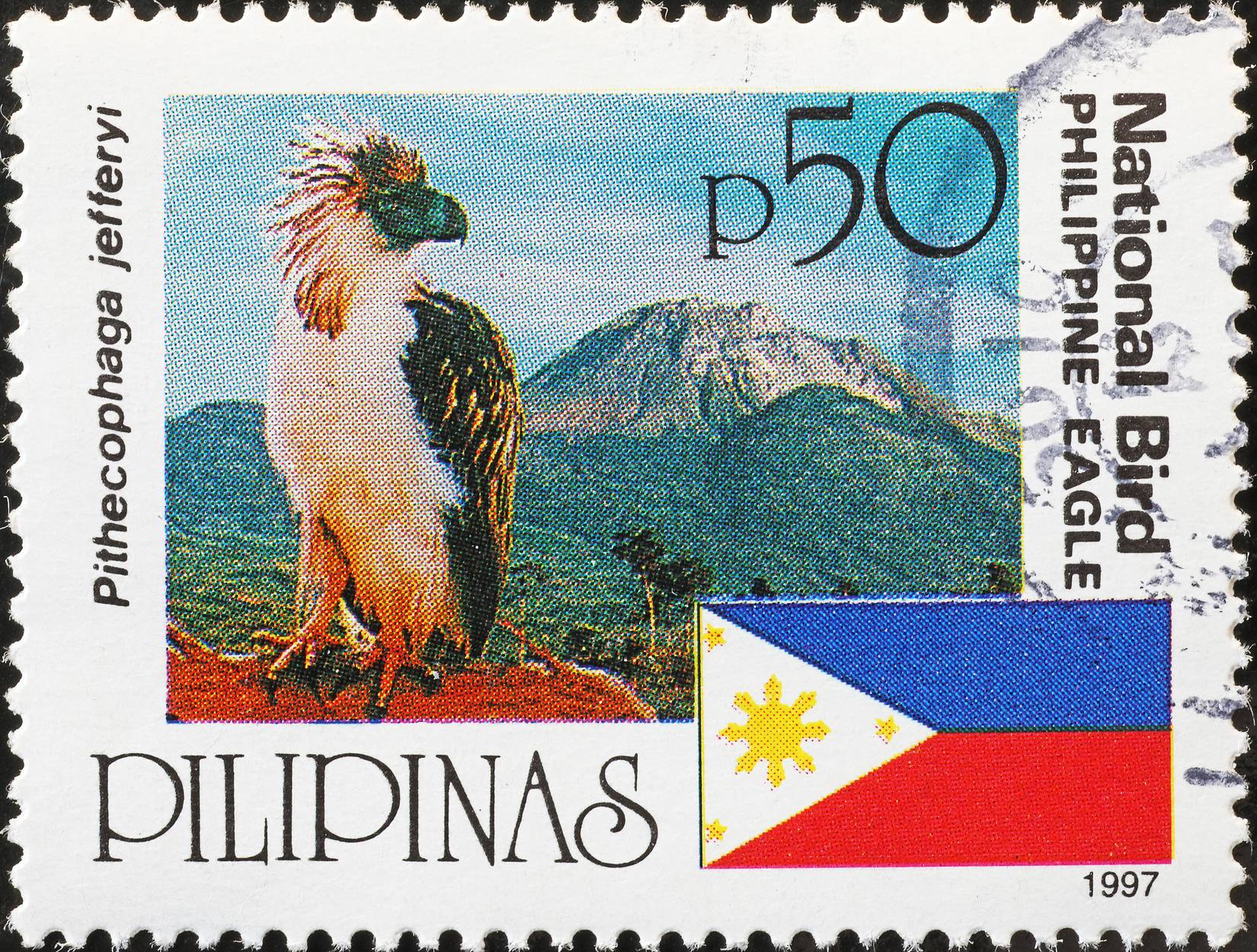 Philippines postal stamp featuring a Philippine eagle