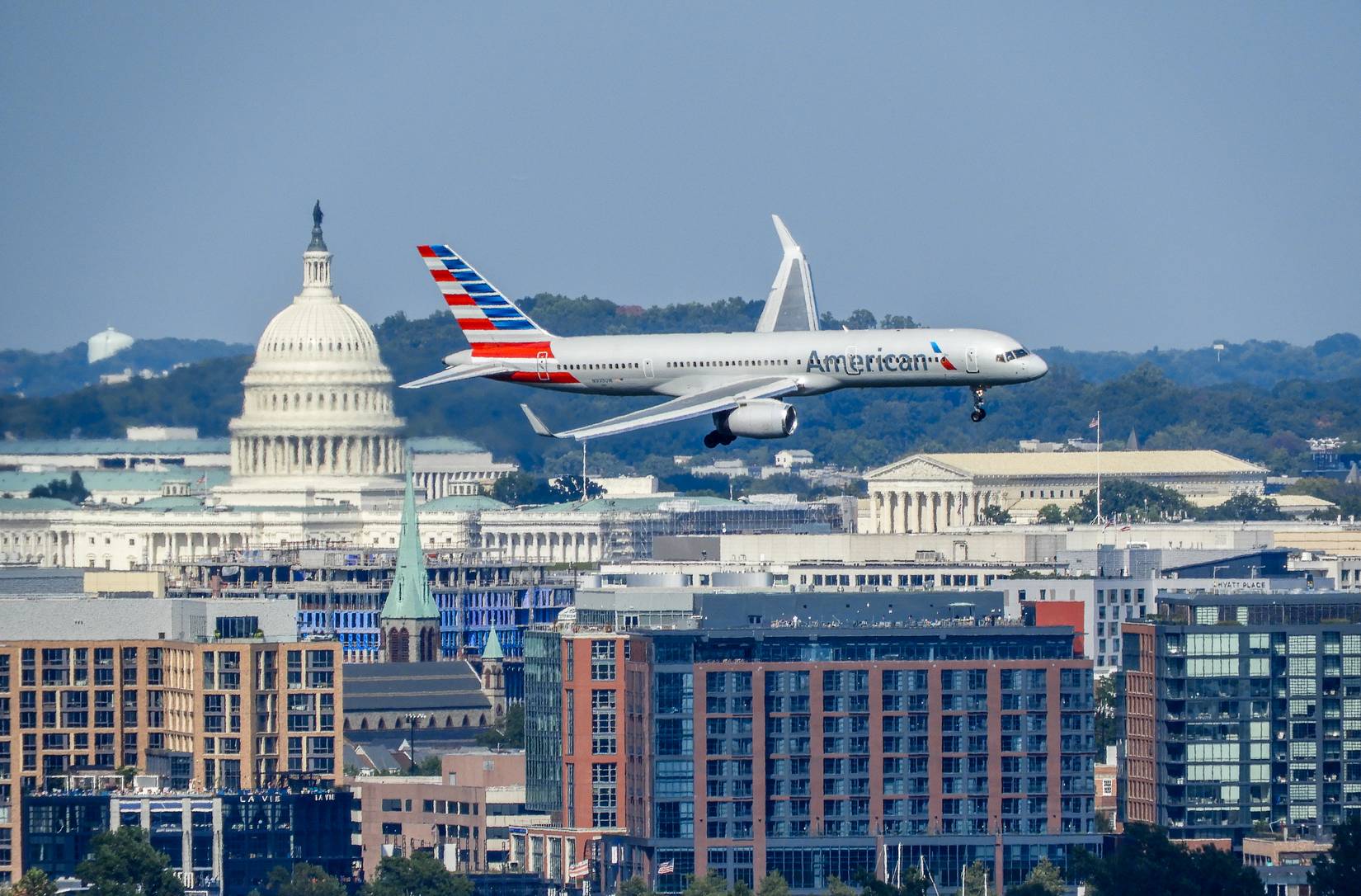 American Airlines, moments before landing at Washington's Reagan National Airport. 