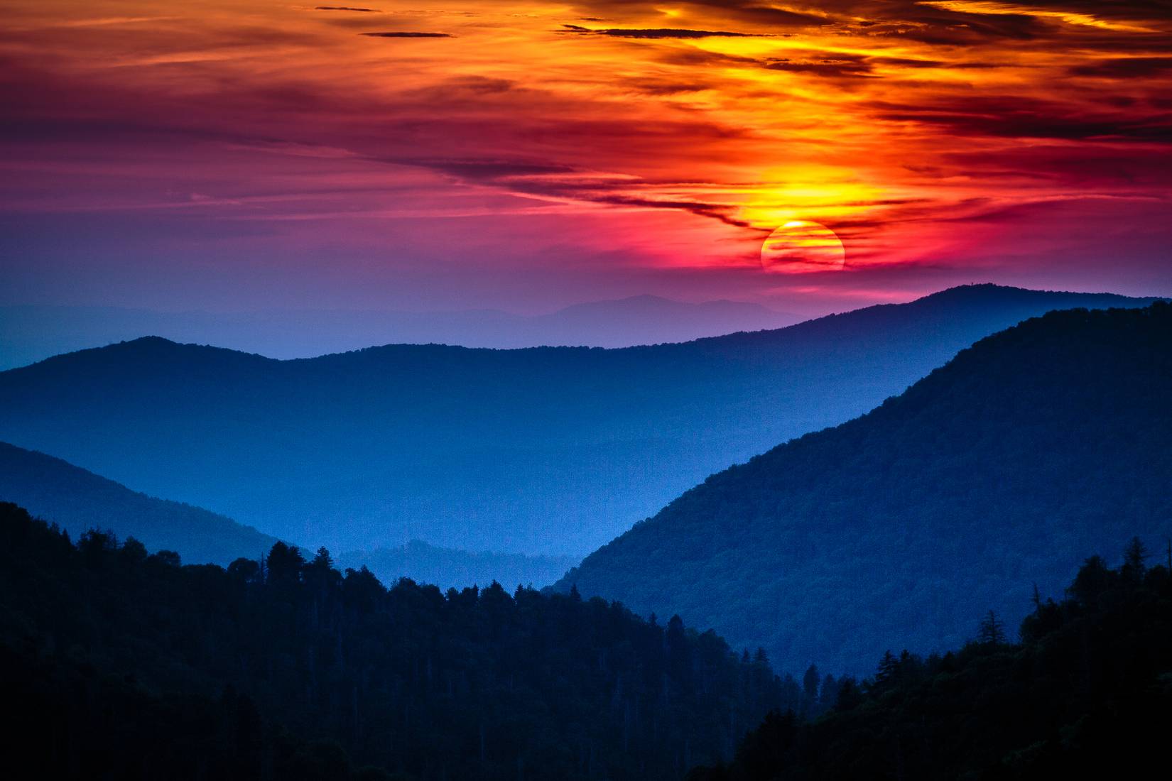 Sunset over the Great Smoky Mountains, Tennessee