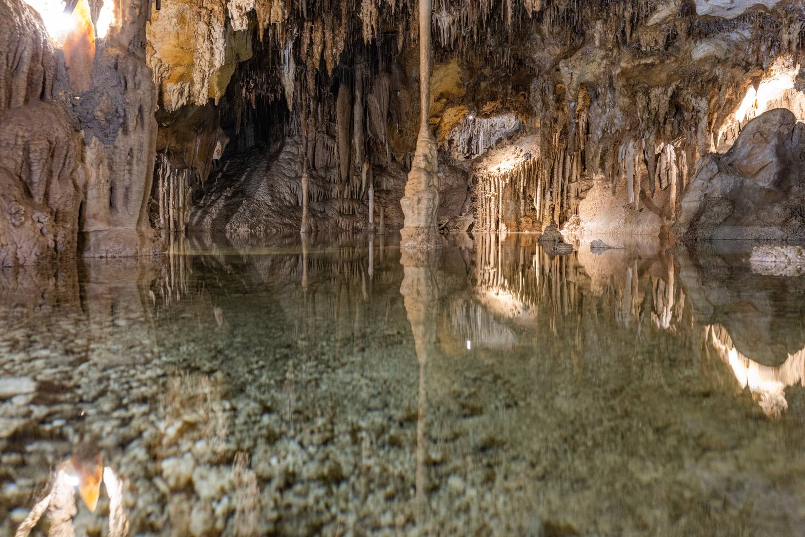 Drop water deposit mineral formation in the lehman cave in the National Park of the Great Basin