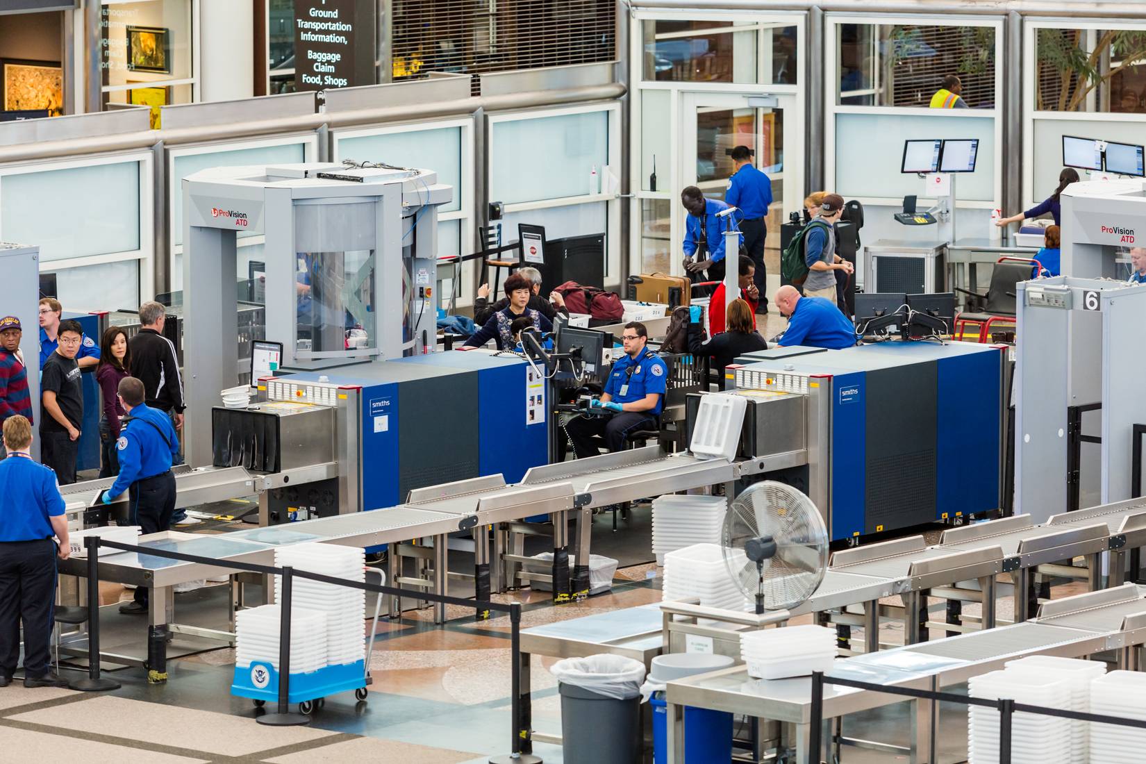 Denver International Airport TSA security checkpoint, CO, USA