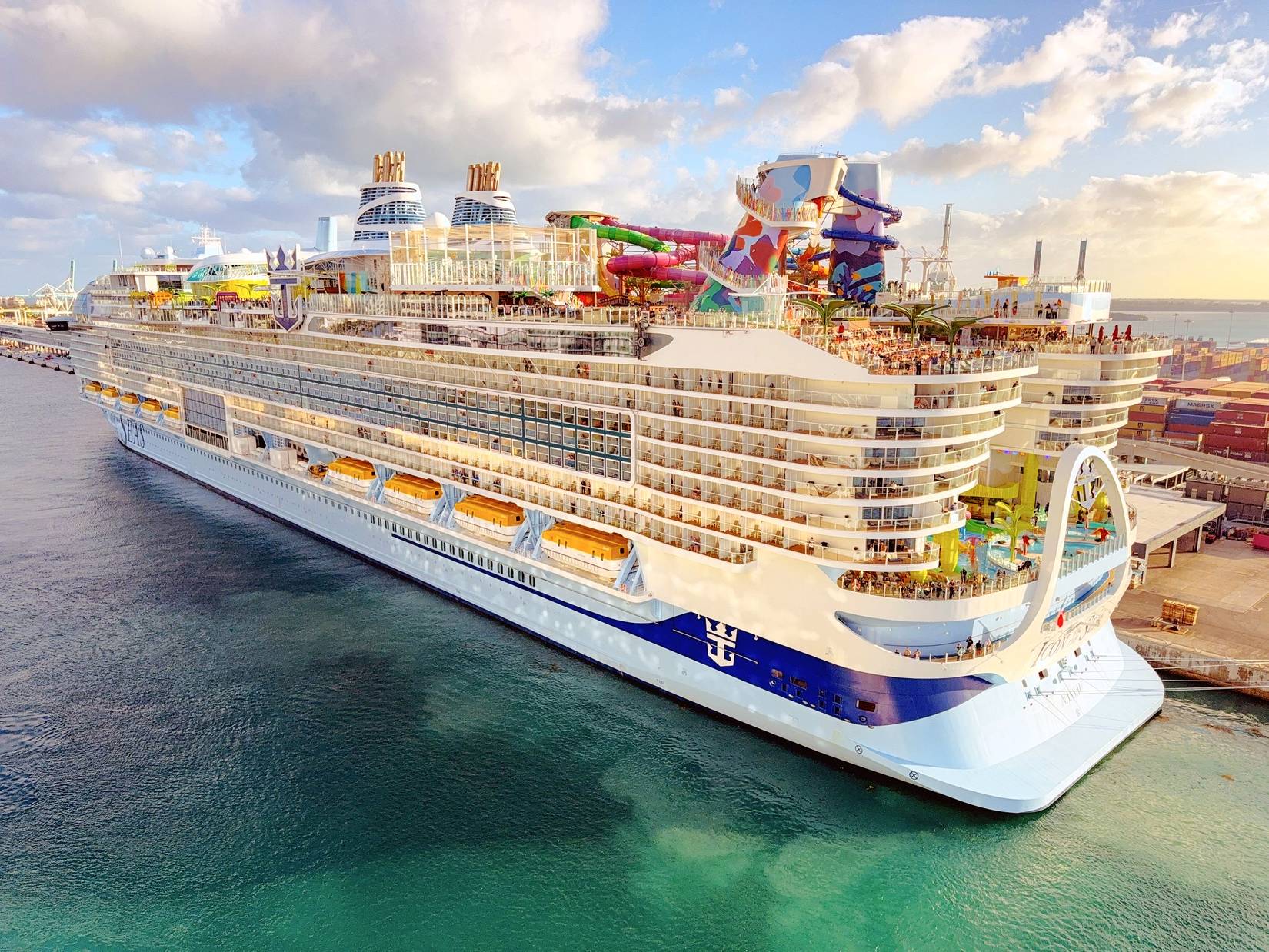 World's biggest cruise ship, the Icon of the Seas. The ship is operated by RCI, Royal Caribbean International