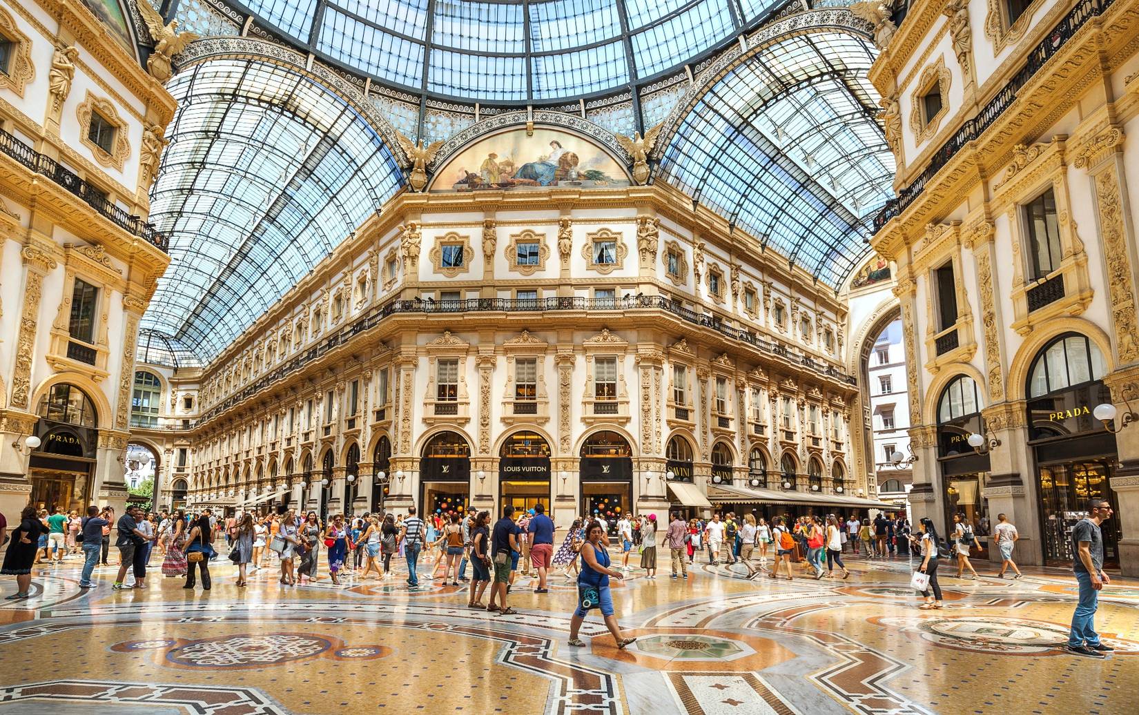 Inside Galleria Vittorio Emanuele II in Milan, Italy