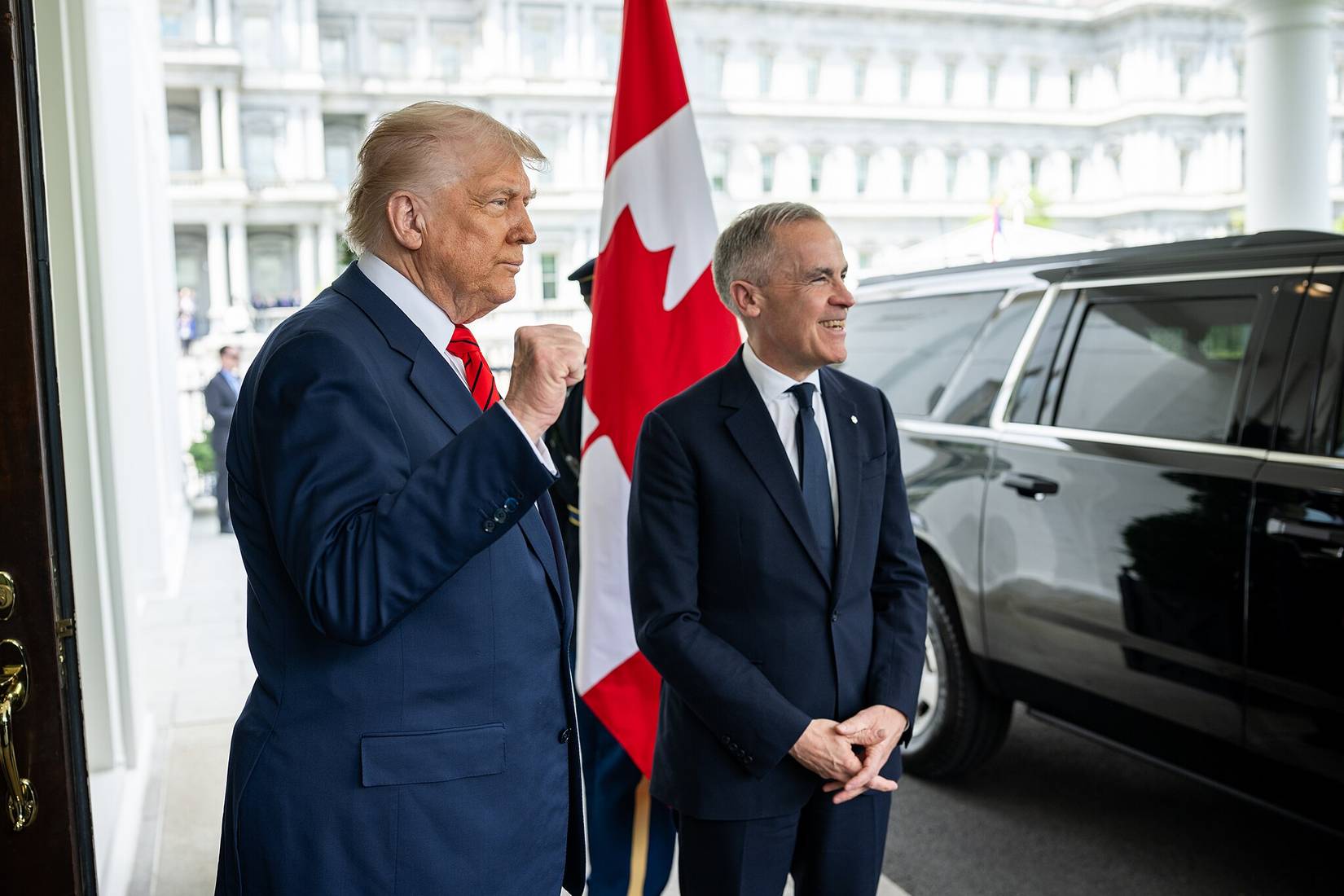 President Donald Trump greets Prime Minister of Canada Mark Carney at the White House