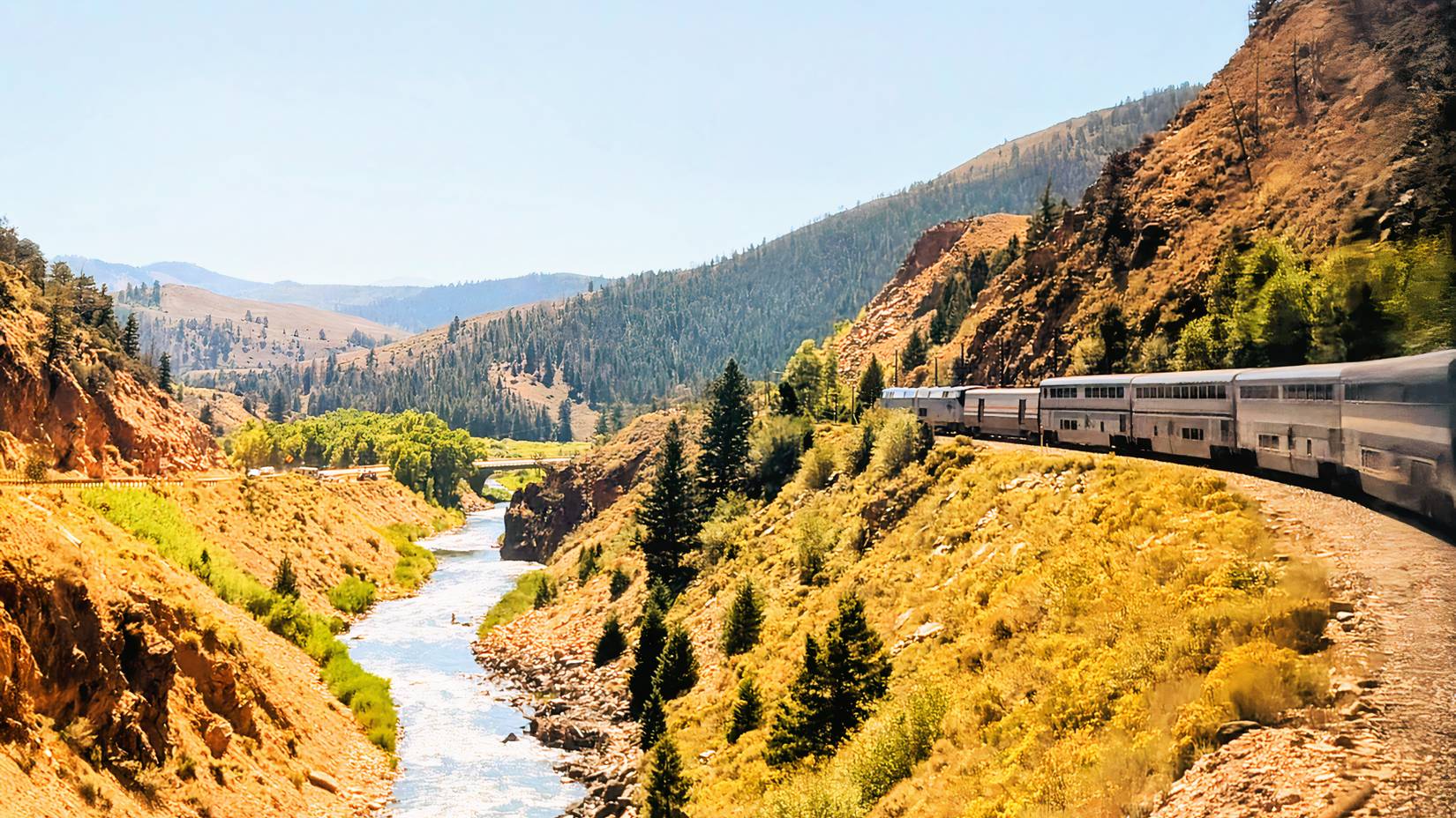 California Zephyr drives through Glenwood Canyon in Colorado