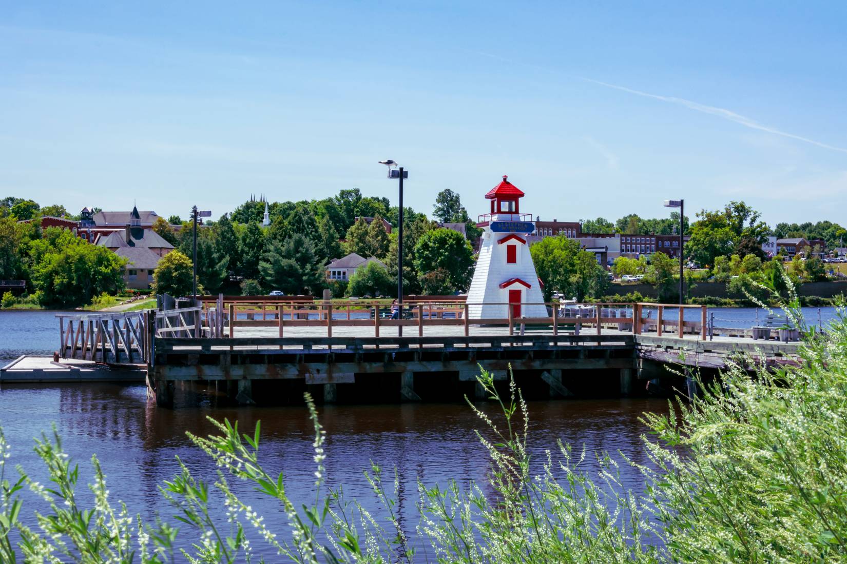 Calais, Maine, U.S. seen from St. Stephen, New Brunswick, Canada