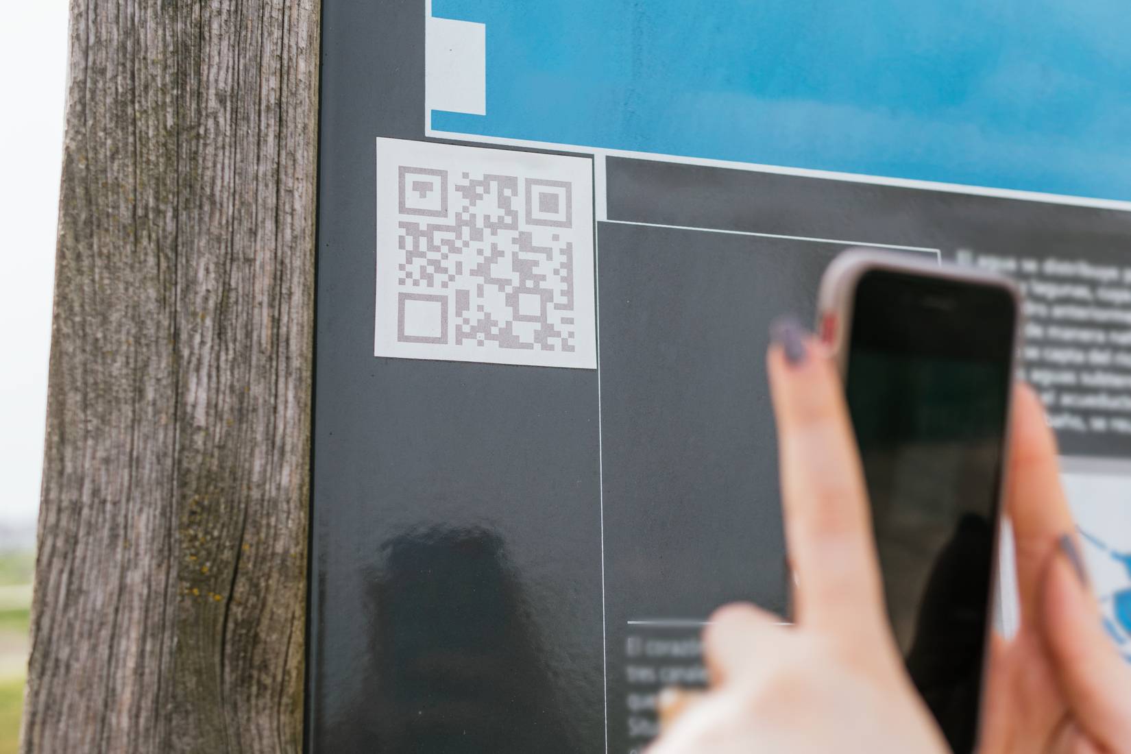 QR Code set up on tree at U.S. national parks. 
