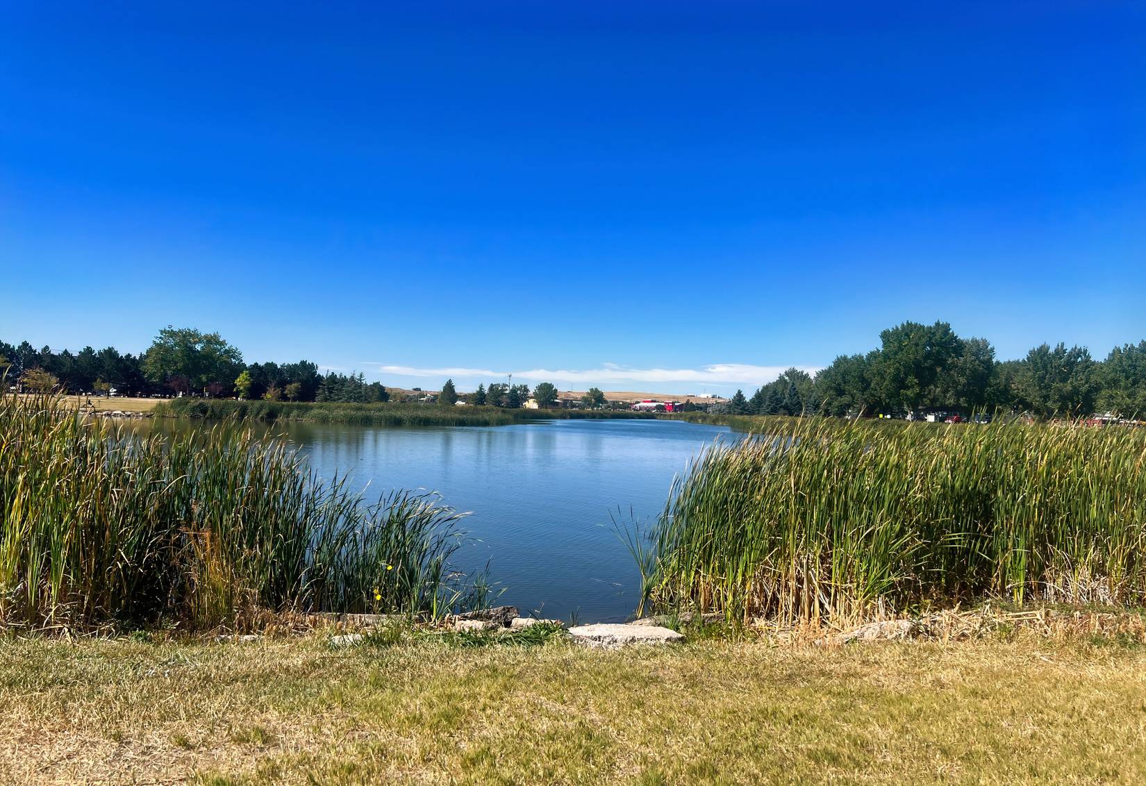 Sunny day at Dalbey Memorial Park in Gillette Wyoming at the end of summer