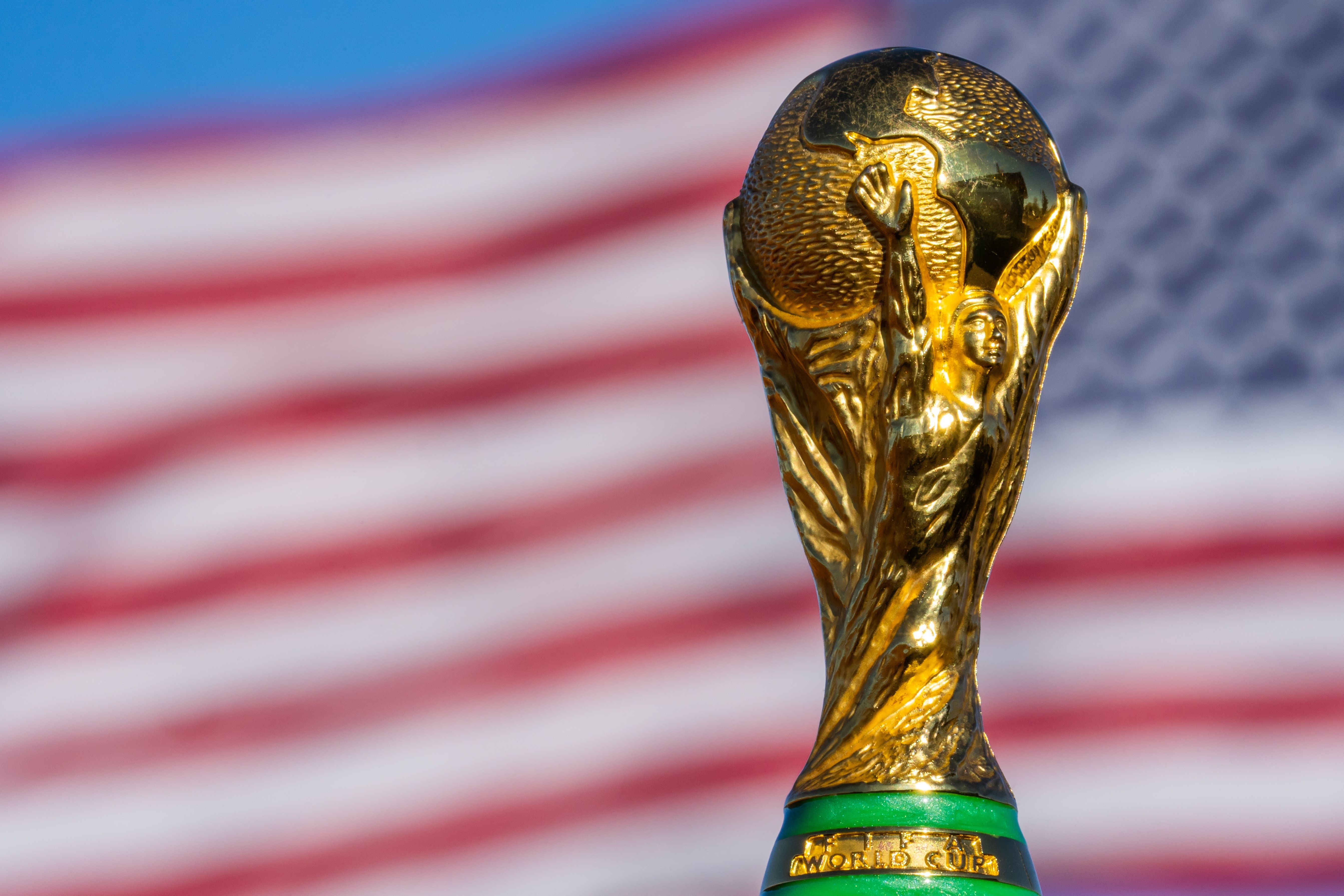 FIFA World Cup in front of the US flag