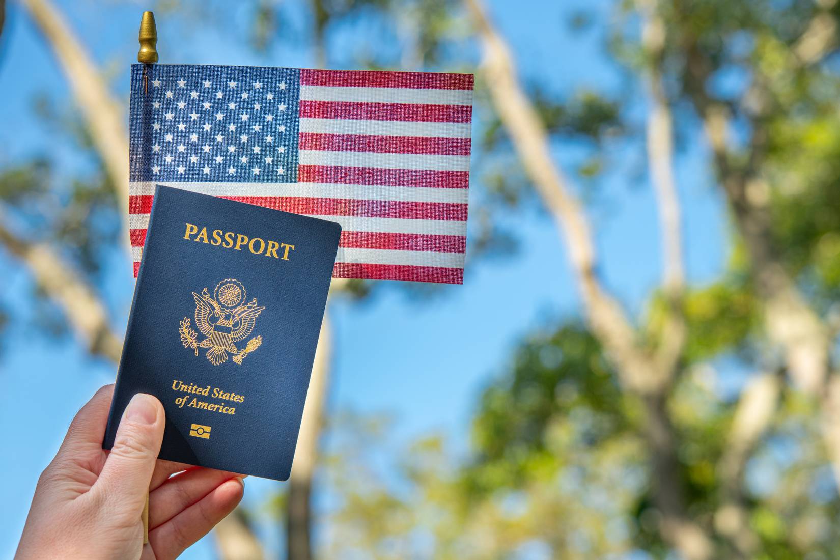 US Passport and Flag
