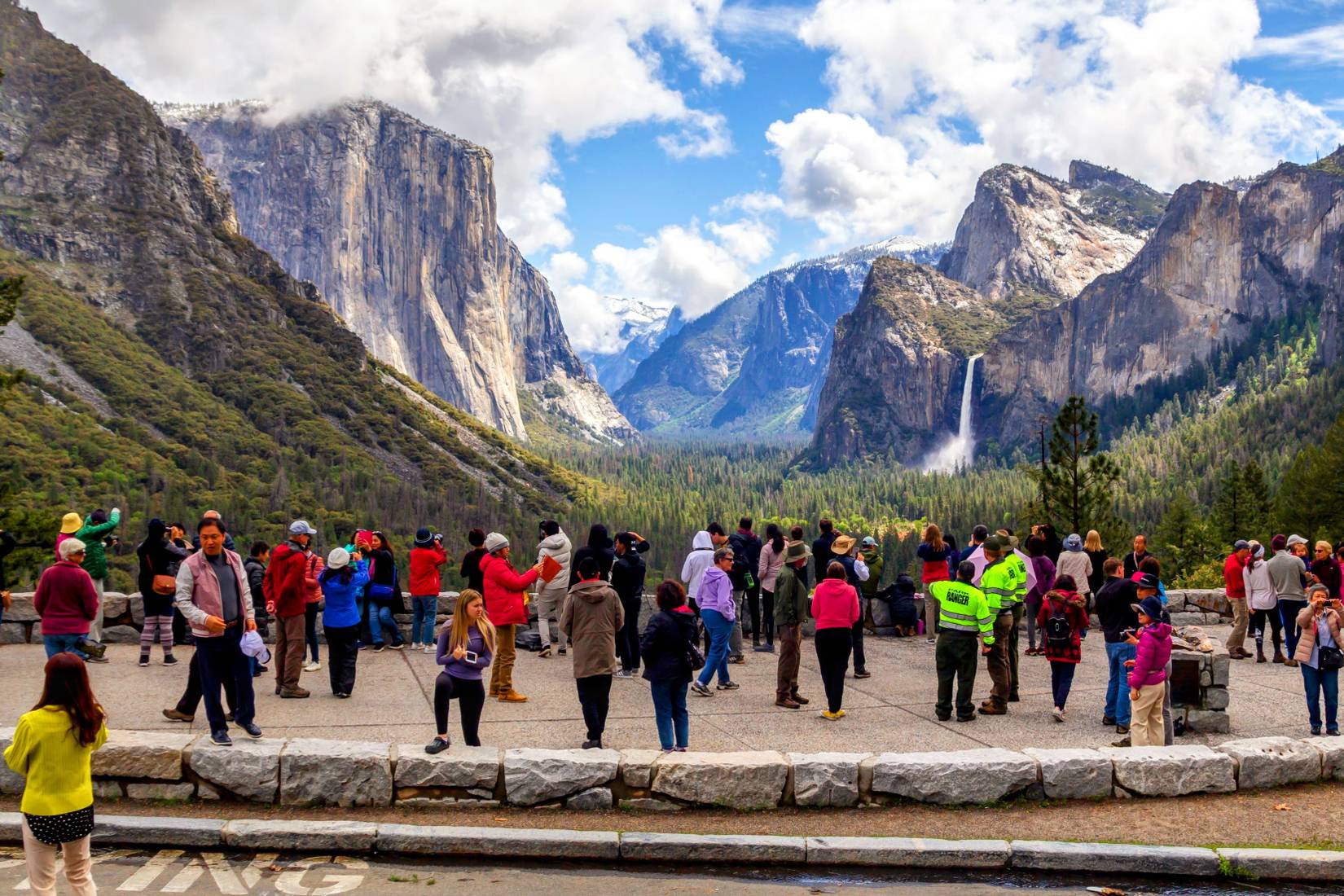 Tourists in Yosemite National Park, California