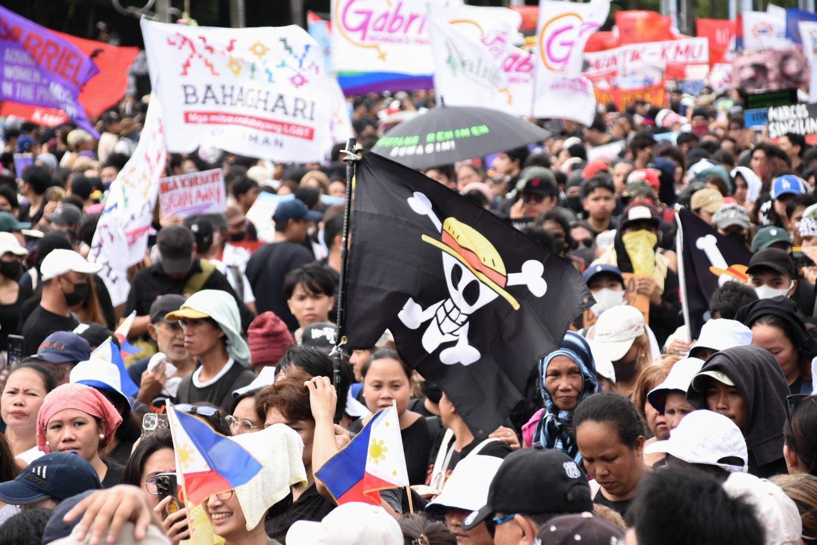 Crowd of people at the Trillion Peso March against corruption in Manila, Philippines