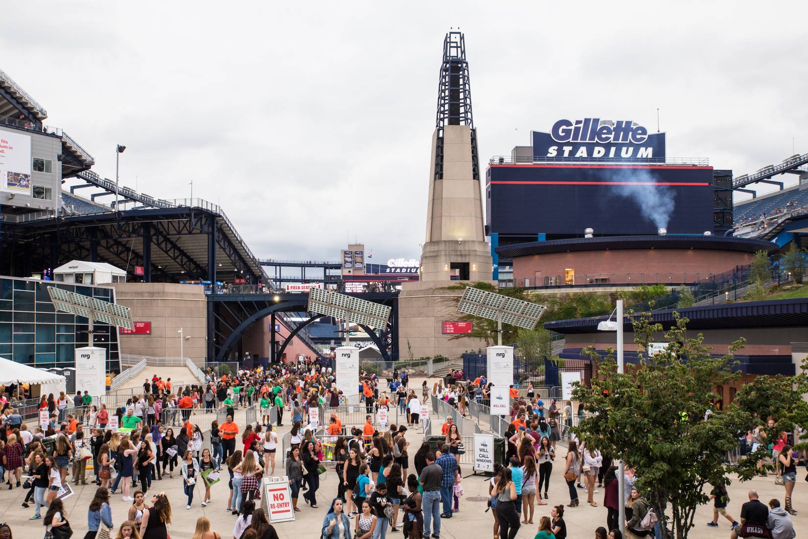 Fans await entry into Gillette Stadium/Boston Stadium in Foxboro, Massachusetts