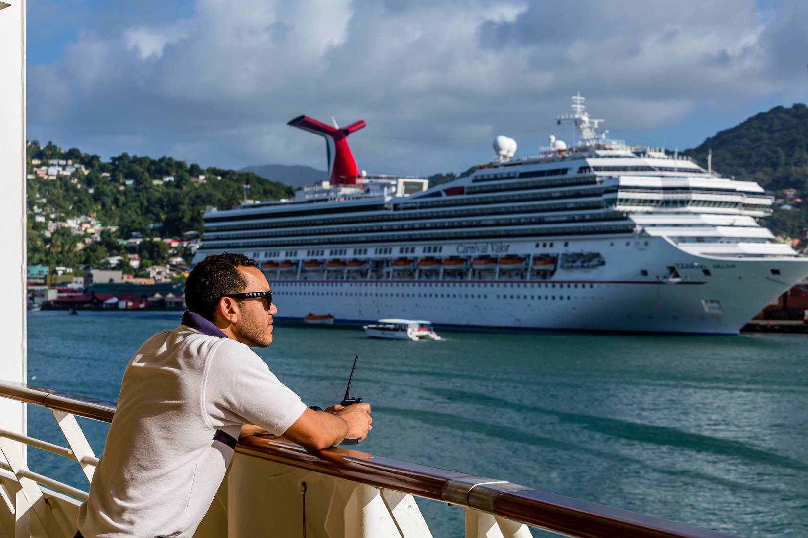 Carnival Valor docked in the Caribbean