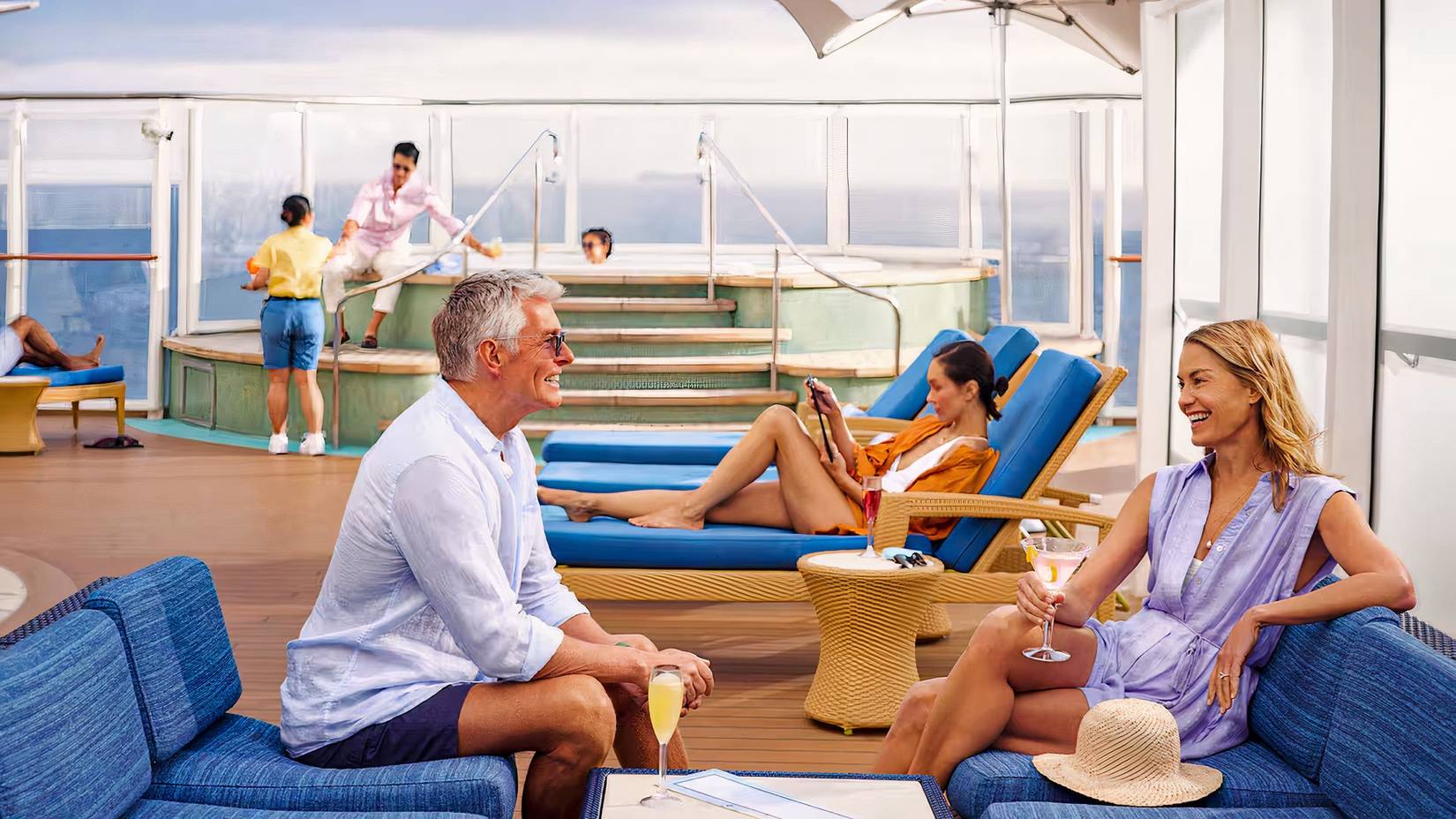 Passengers relaxing onboard Norwegian Jade