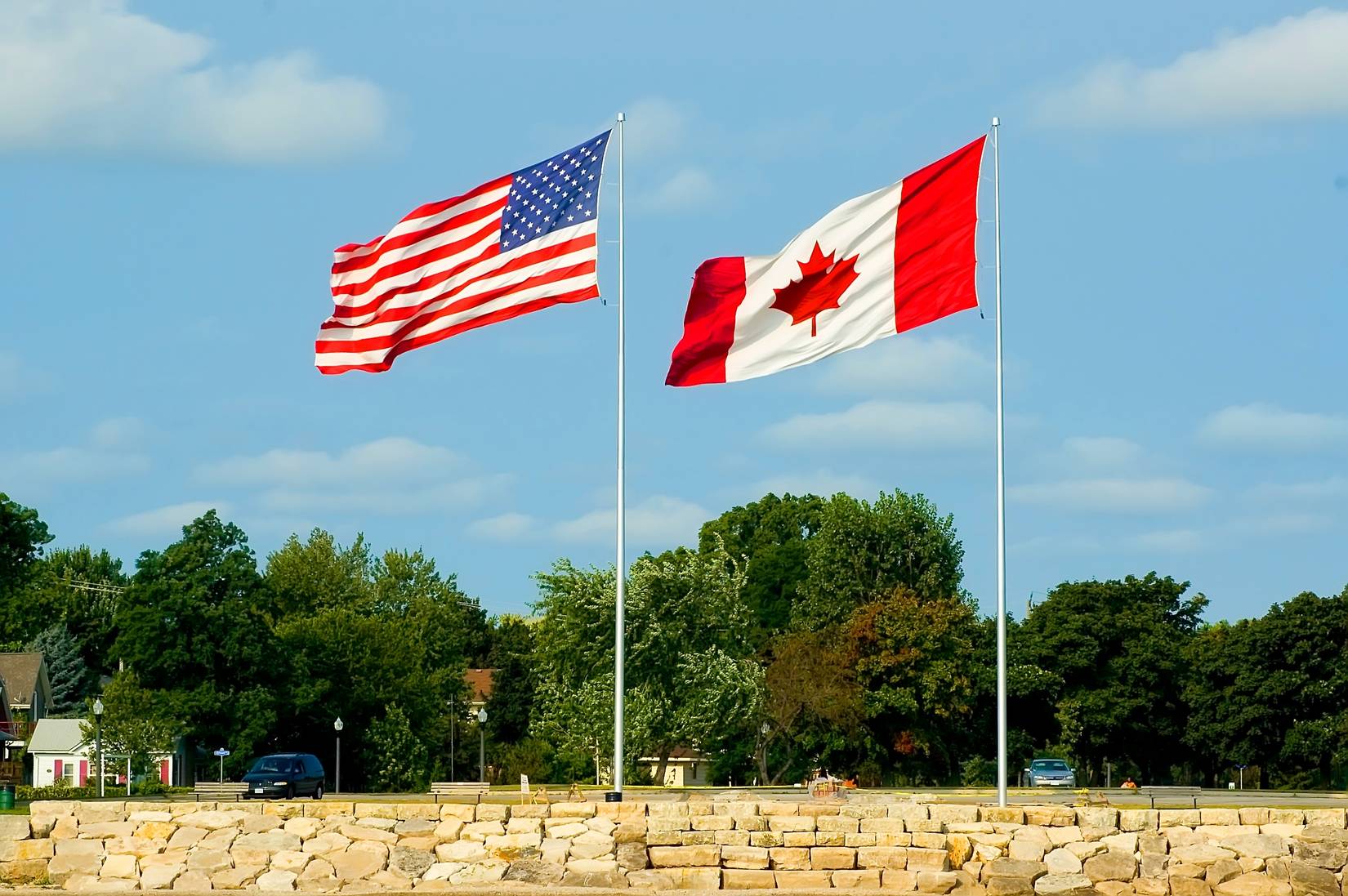 Canada and U.S. Flag